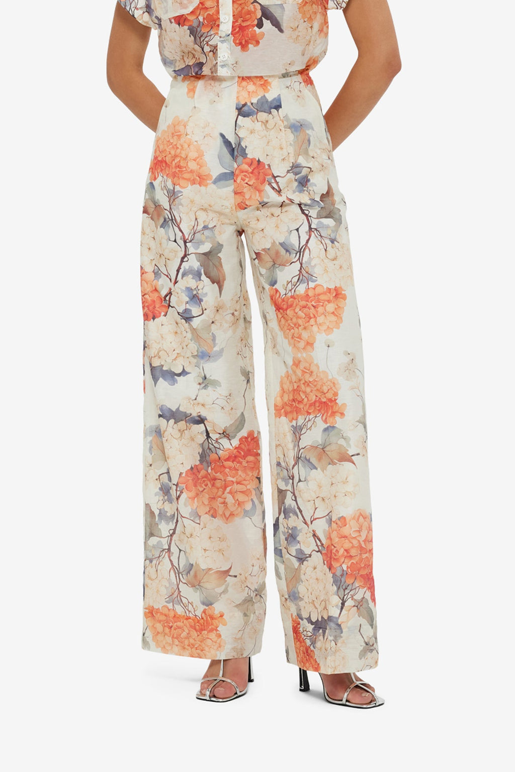 Luisa Pants - Hydrangea Print in Vanilla