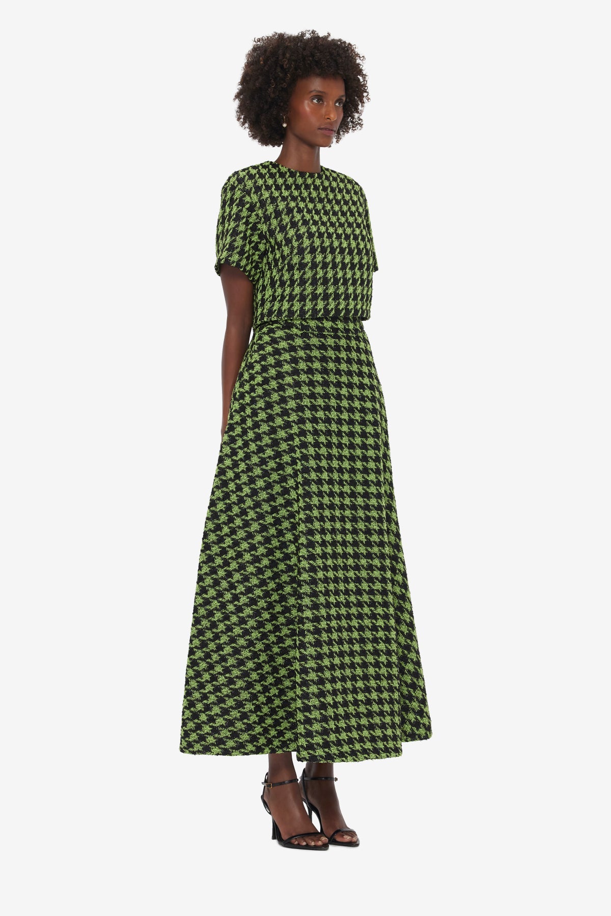 Indie Tweed Sleeve Top - Houndstooth