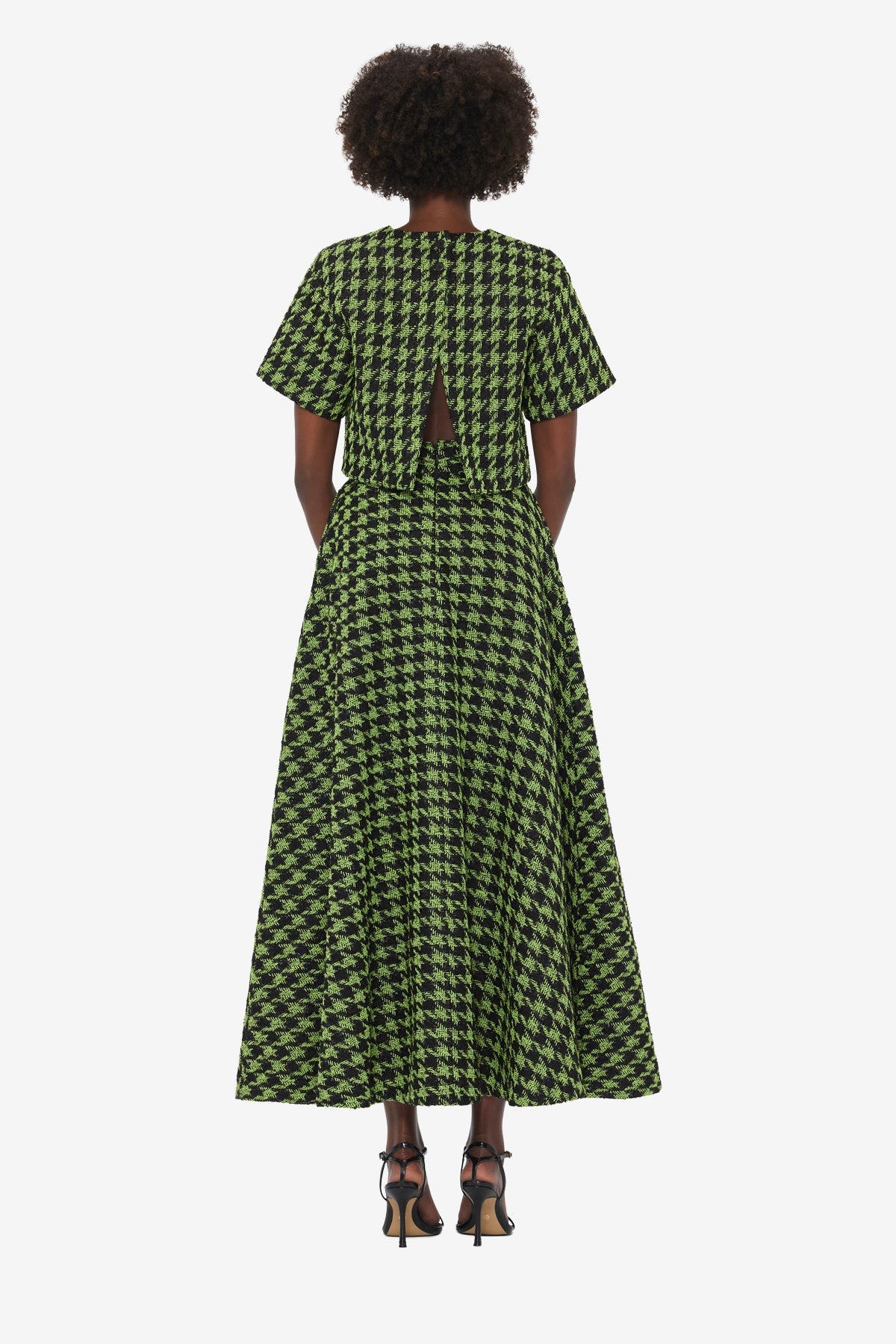 Indie Tweed Sleeve Top - Houndstooth