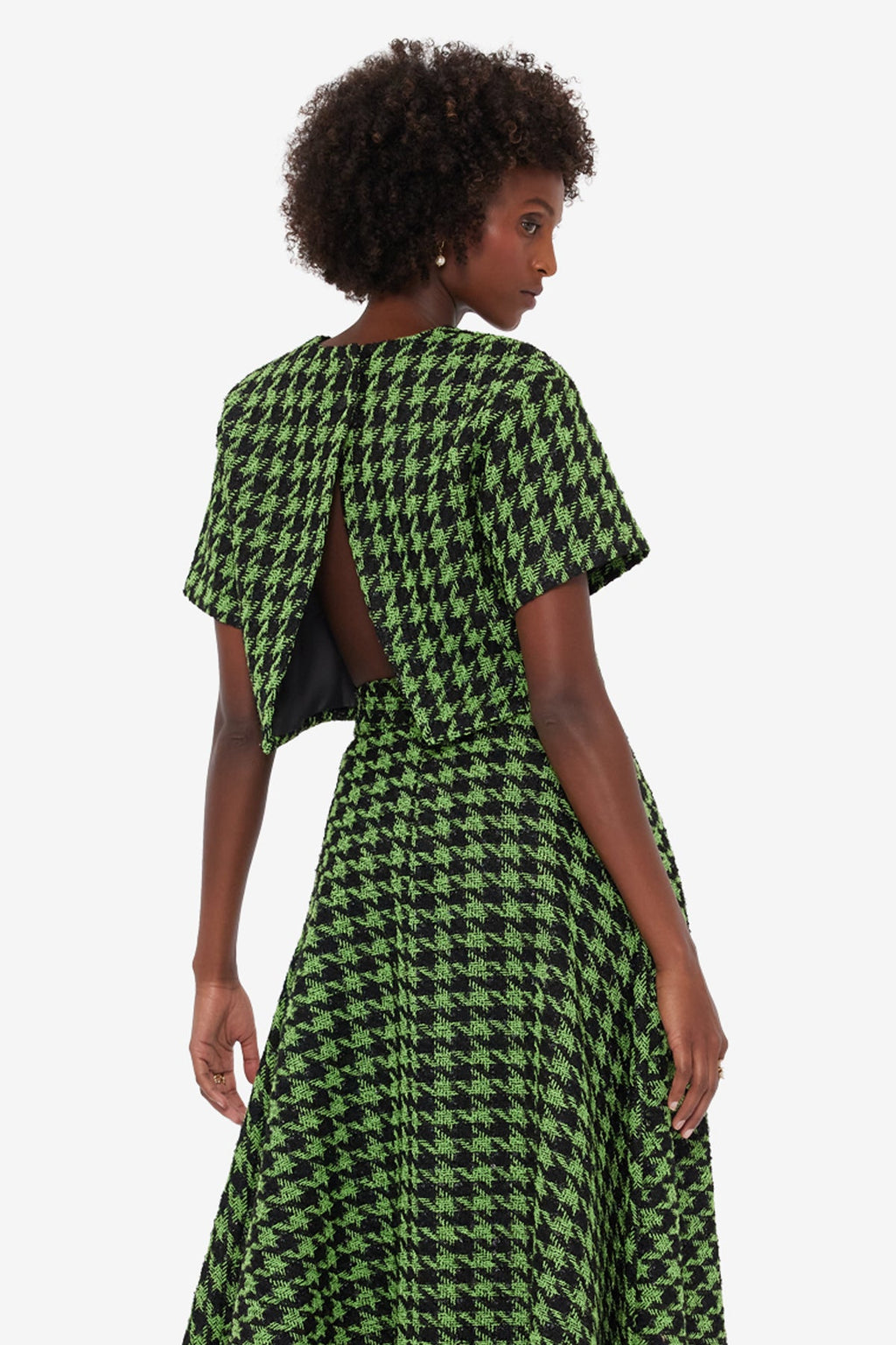 Indie Tweed Sleeve Top - Houndstooth