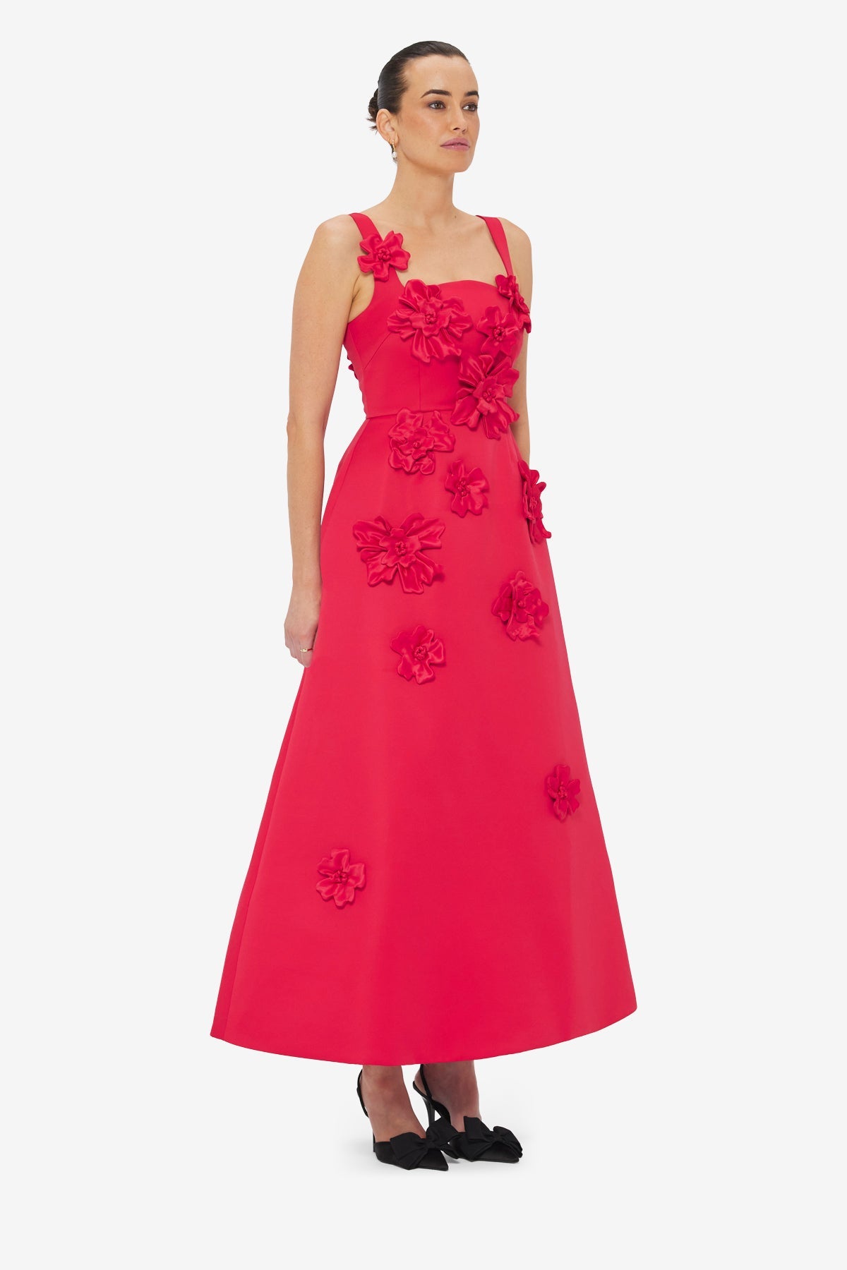 Rianne Floral Appliqué Maxi Dress - Rosa