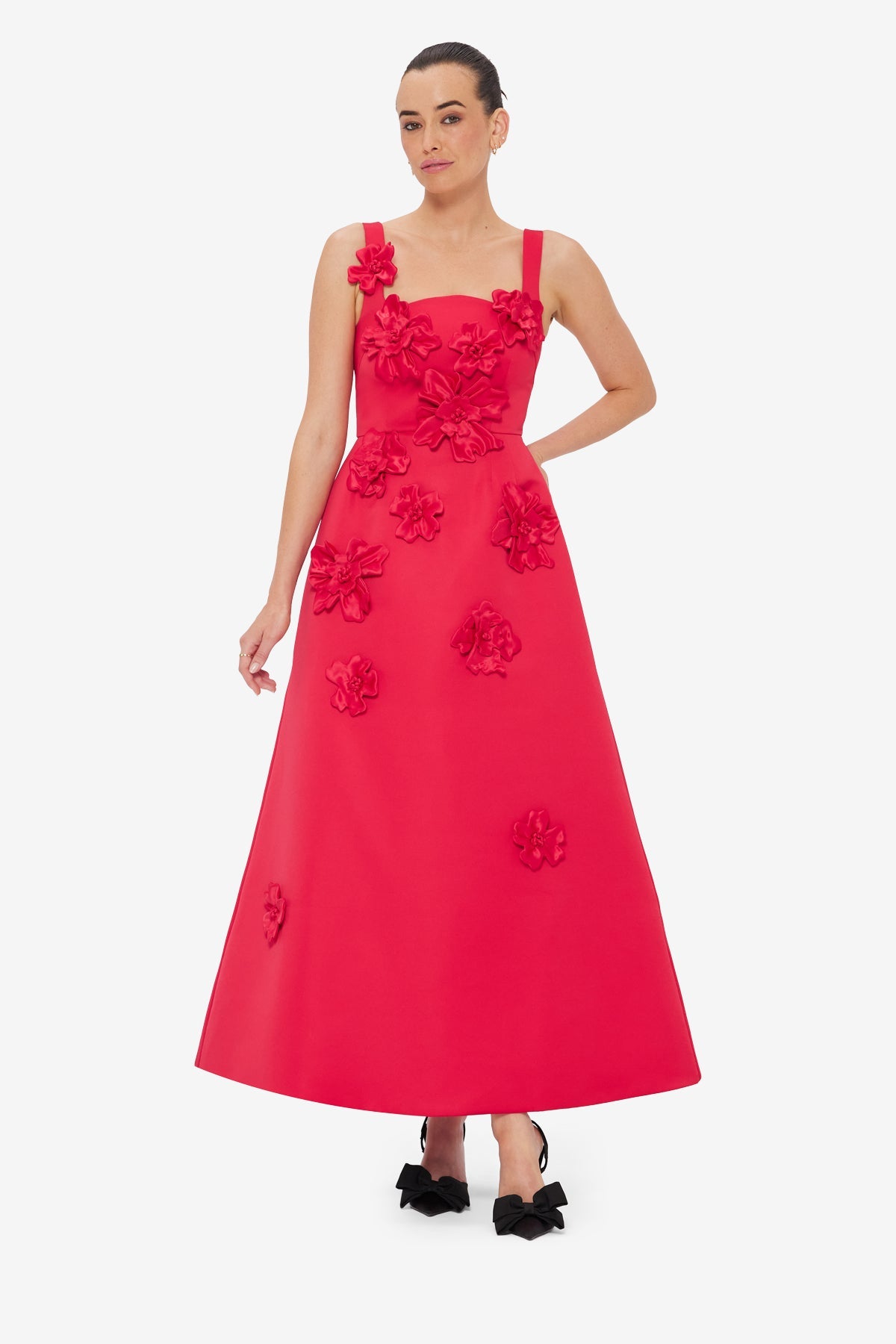 Rianne Floral Appliqué Maxi Dress - Rosa