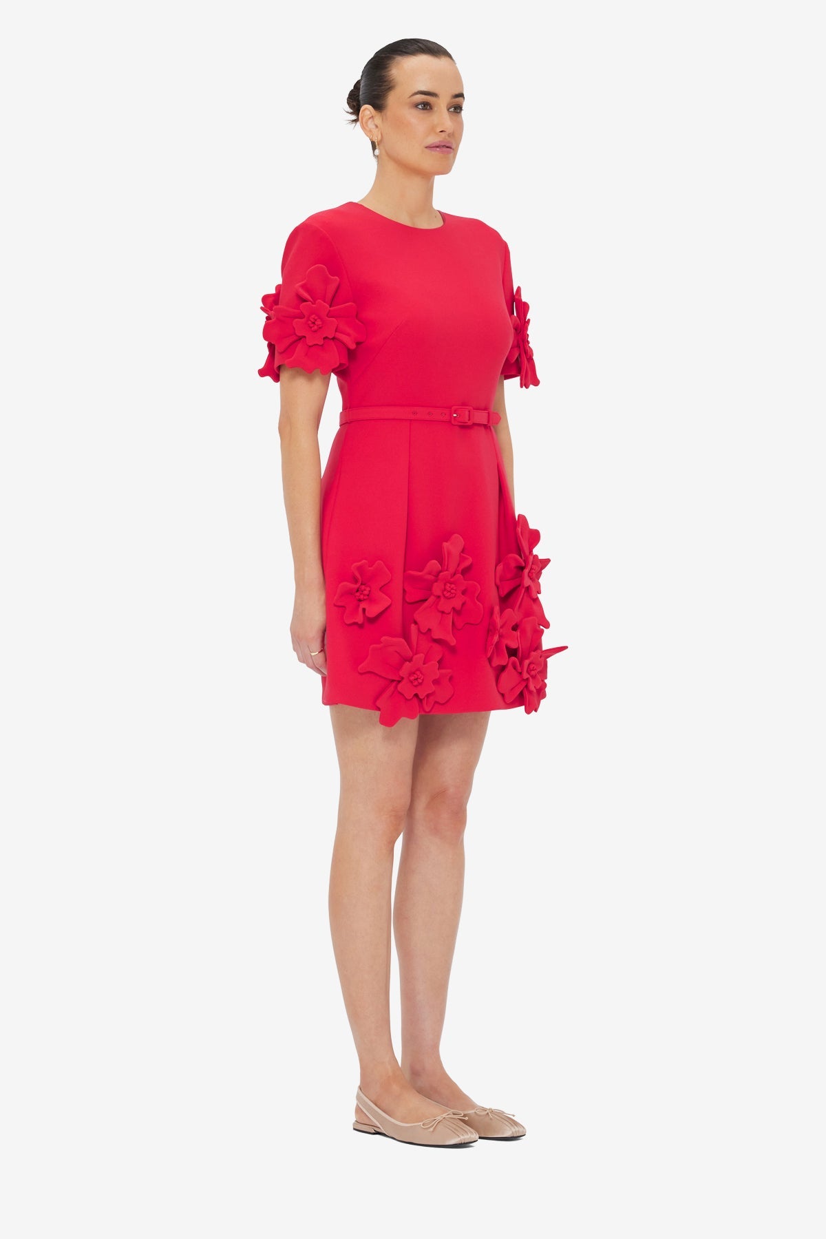 Aurelie Floral Appliqué Mini Dress - Rosa