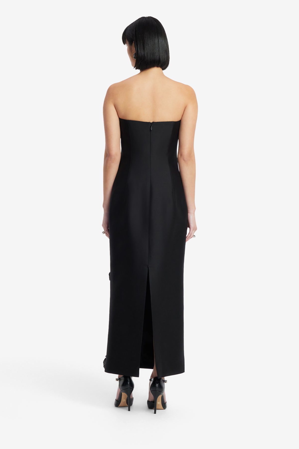 Rayna Embellished Wool Blend Bustier Maxi Dress - Ebony