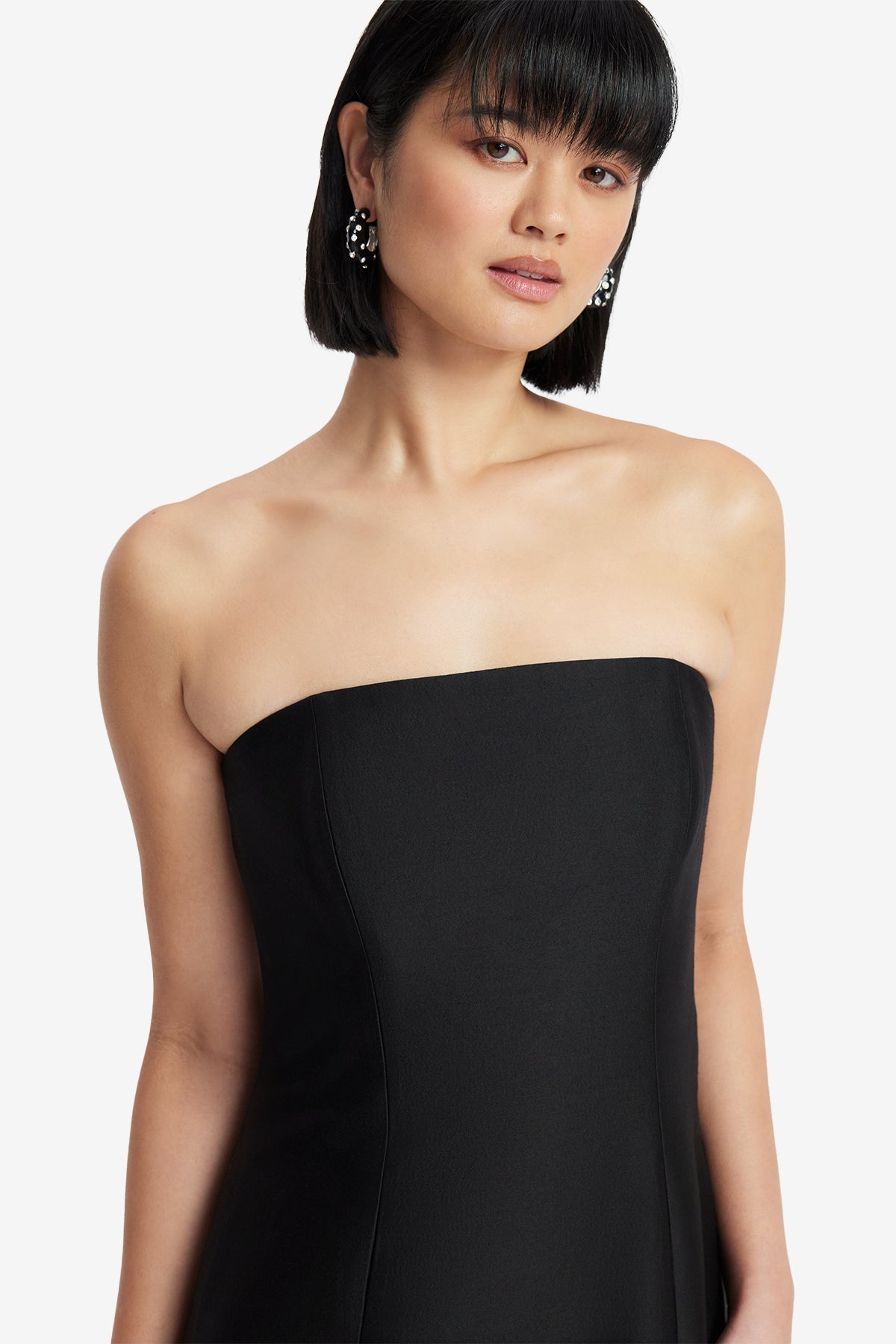 Rayna Embellished Wool Blend Bustier Maxi Dress - Ebony