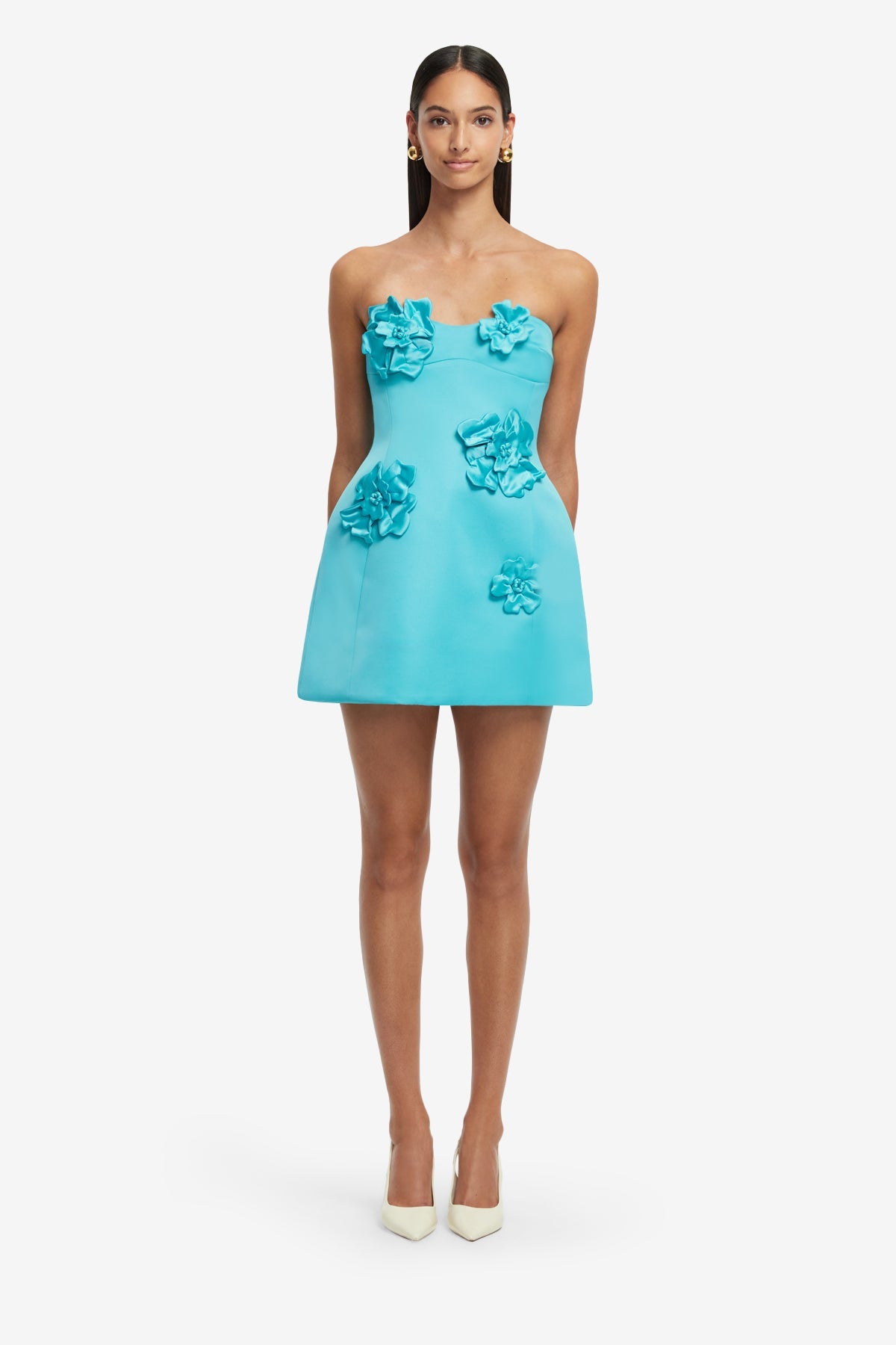 Rosario Petal Bustier Mini Dress - Aqua