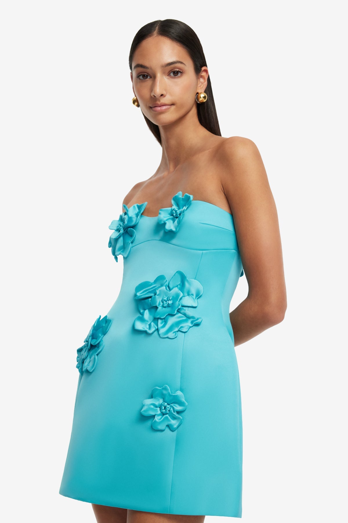 Rosario Petal Bustier Mini Dress - Aqua