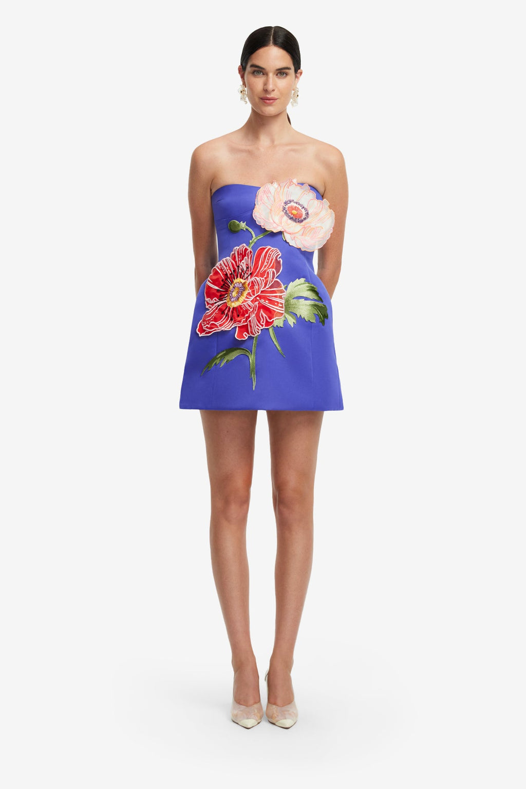Rosario Appliqué Floral Bustier Mini Dress - Lapis