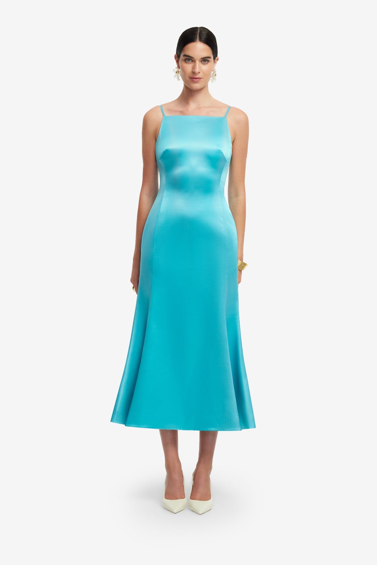 Regina Wool Blend Midi Dress - Aqua