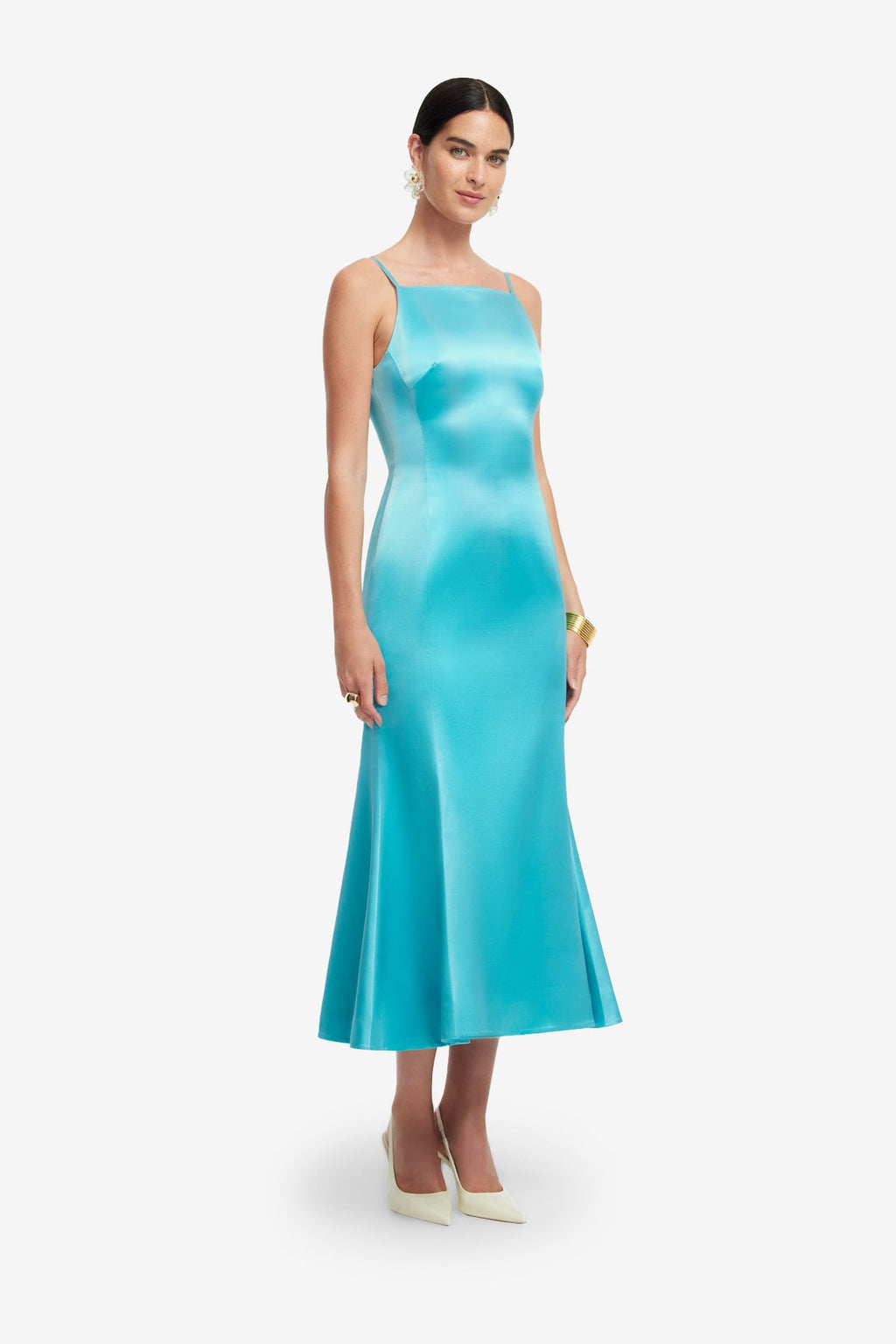 Regina Wool Blend Midi Dress - Aqua