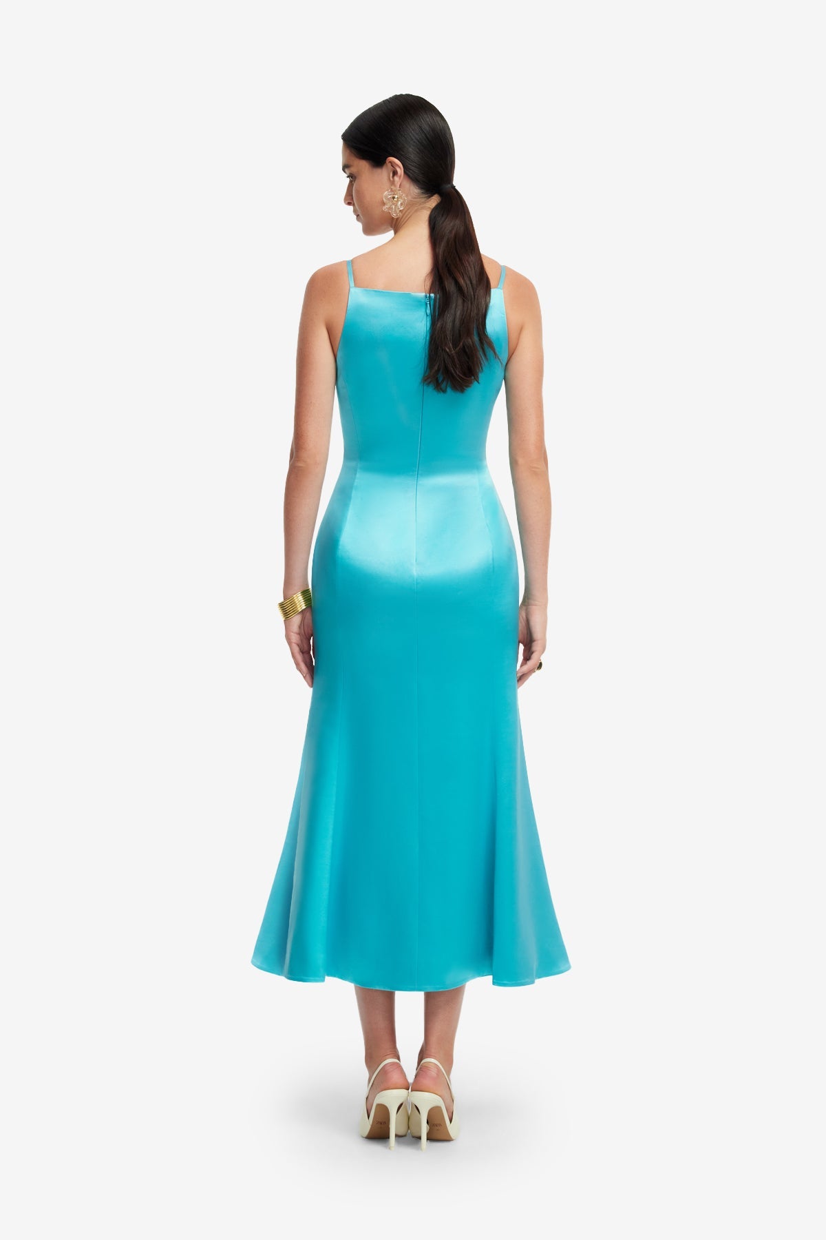 Regina Wool Blend Midi Dress - Aqua