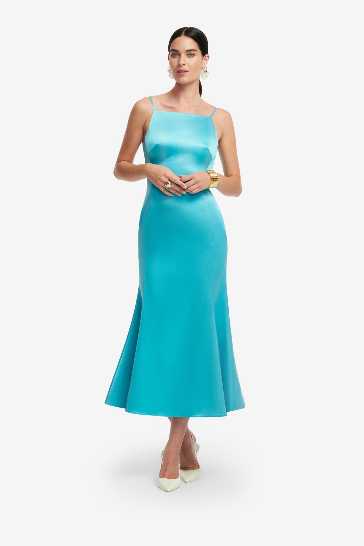 Regina Wool Blend Midi Dress - Aqua