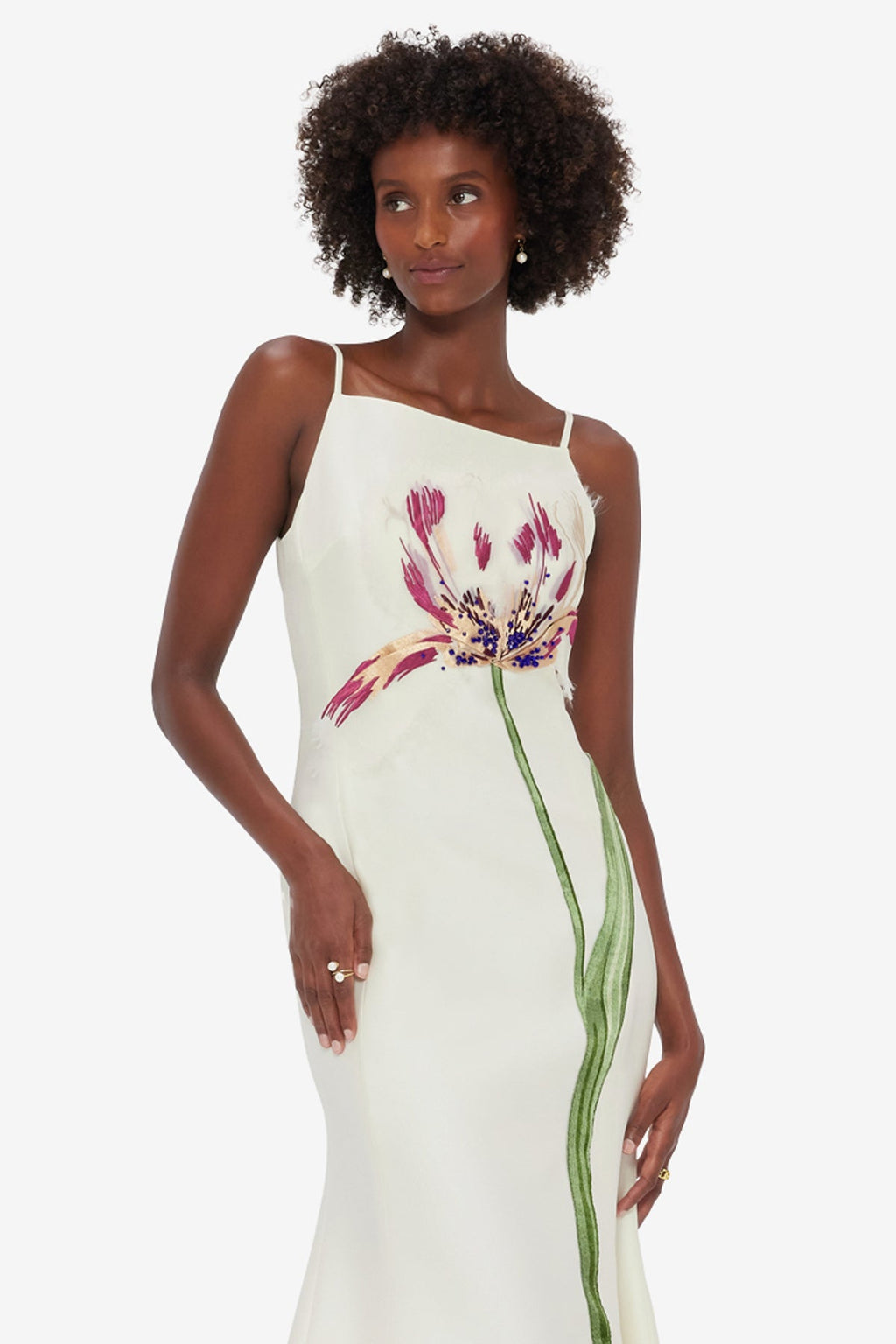 Regina Embellished Wool Blend Midi Dress - Snow