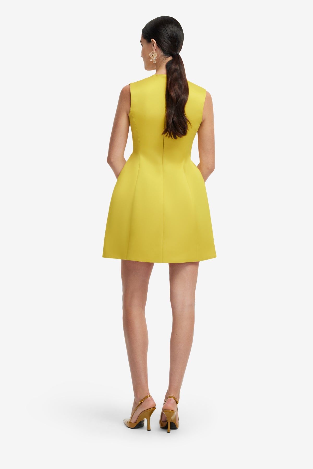 Bree V Neck Embroidery Mini Dress - Mustard