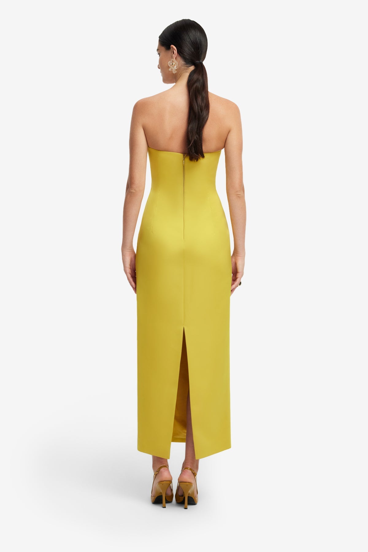 Rayna Appliqué Floral Bustier Maxi Dress - Mustard