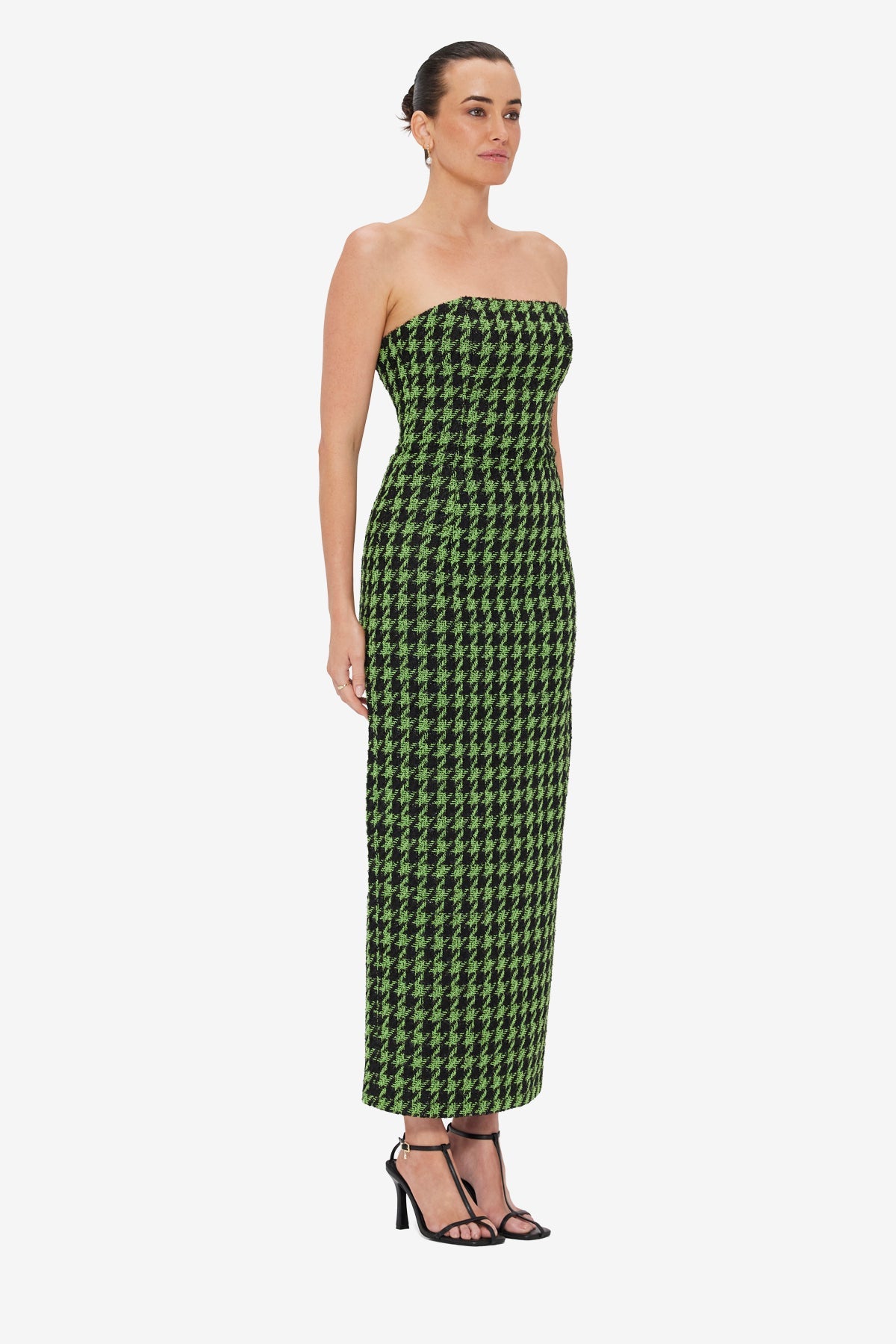 Rayna Tweed Bustier Maxi Dress - Houndstooth