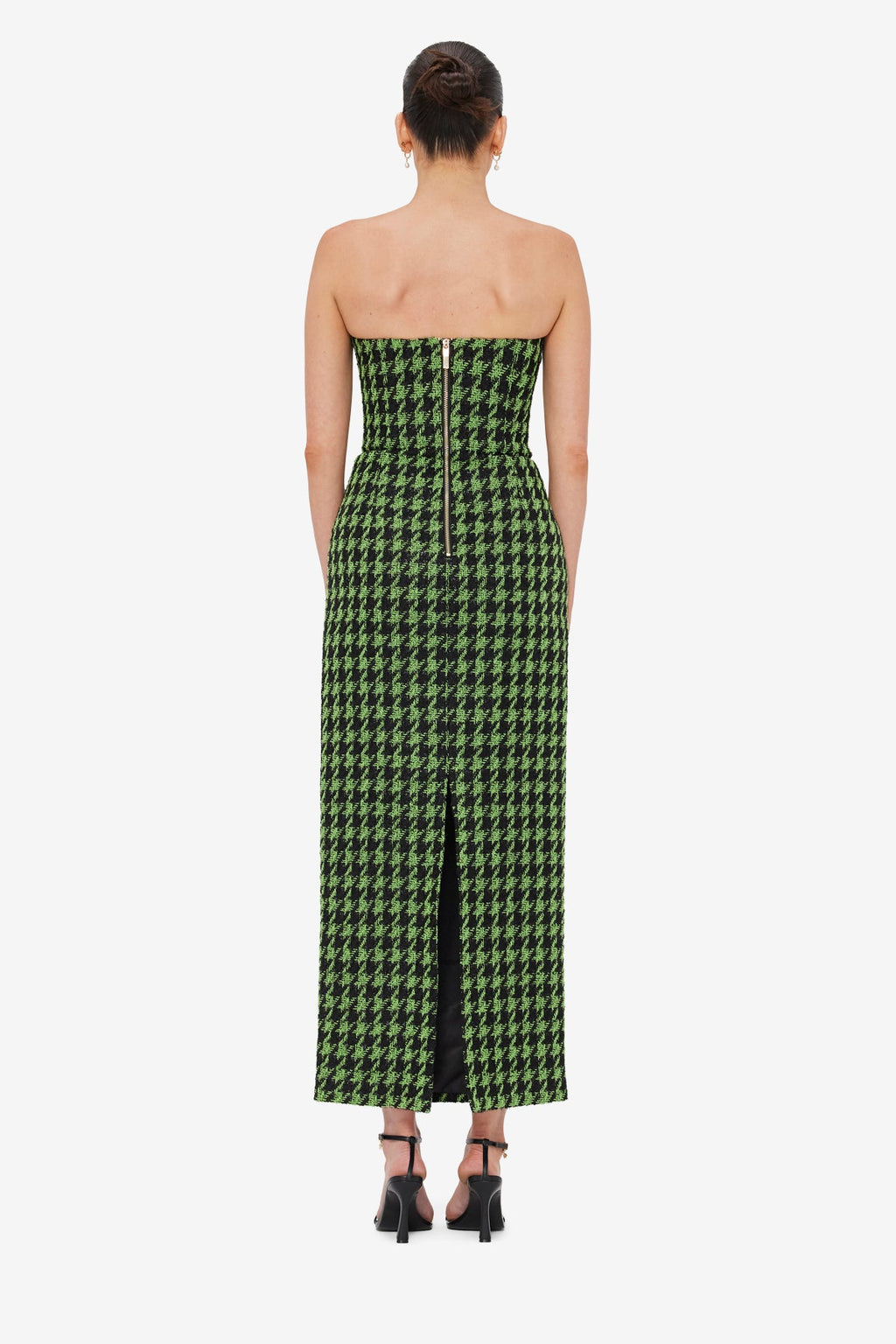 Rayna Tweed Bustier Maxi Dress - Houndstooth
