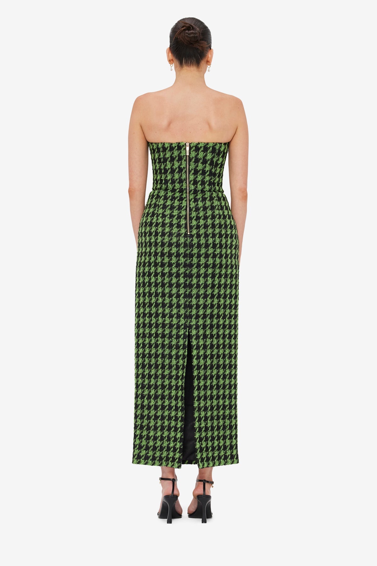 Rayna Tweed Bustier Maxi Dress - Houndstooth