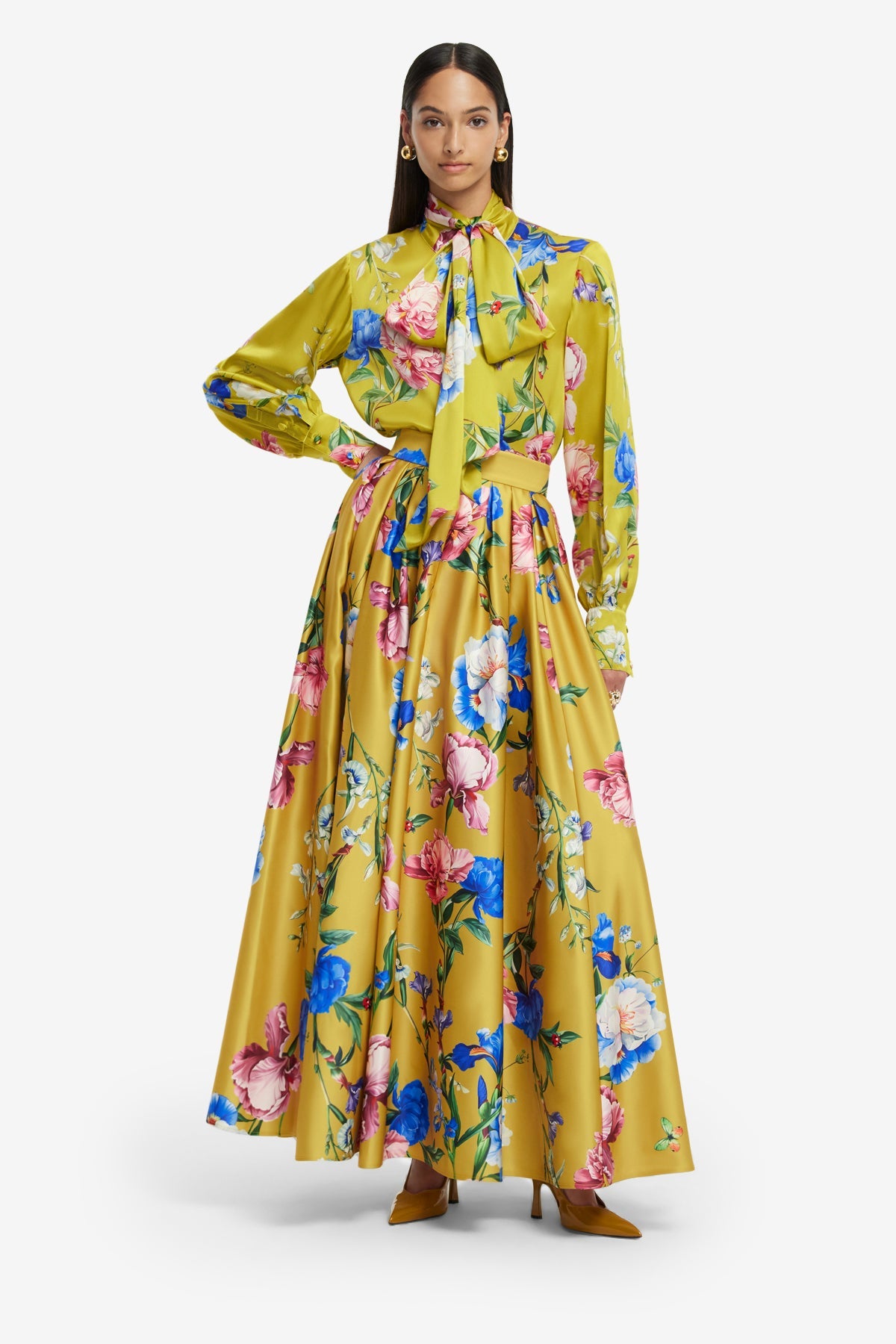 Reinette Skirt - Garden Print in Mustard