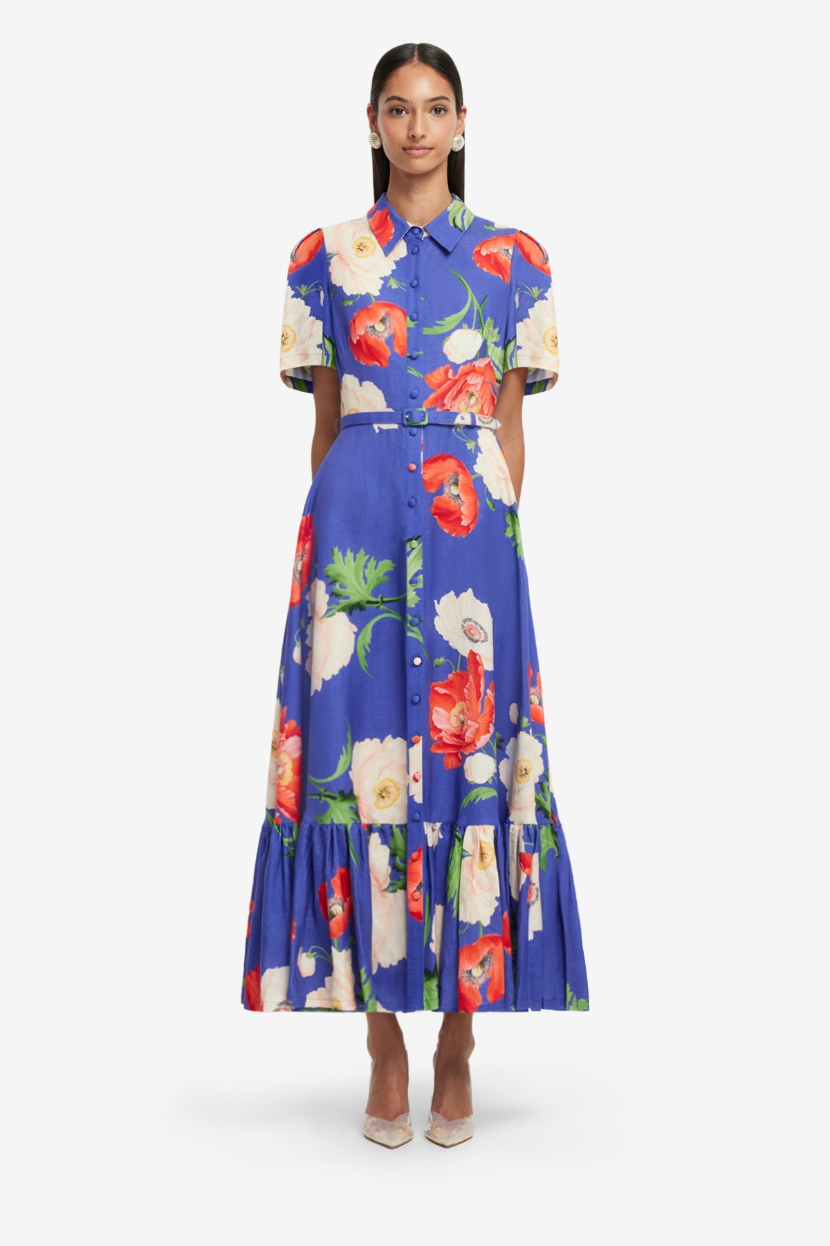 Becca Short Sleeve Midi Dress - Poppy Print