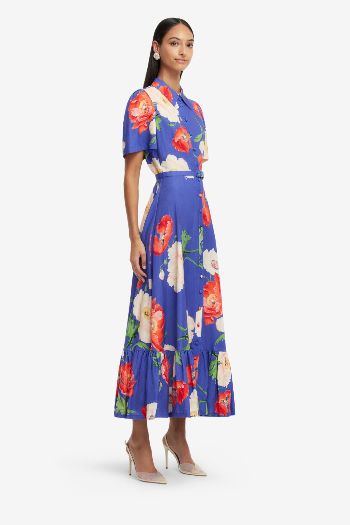 Becca Short Sleeve Midi Dress - Poppy Print