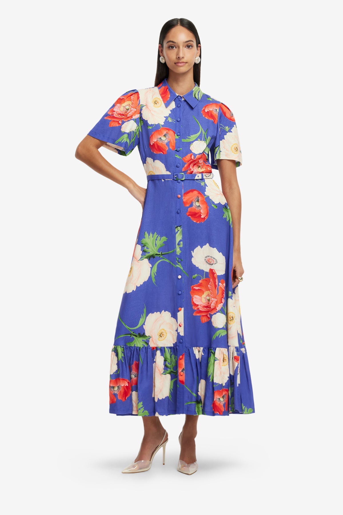 Becca Short Sleeve Midi Dress - Poppy Print