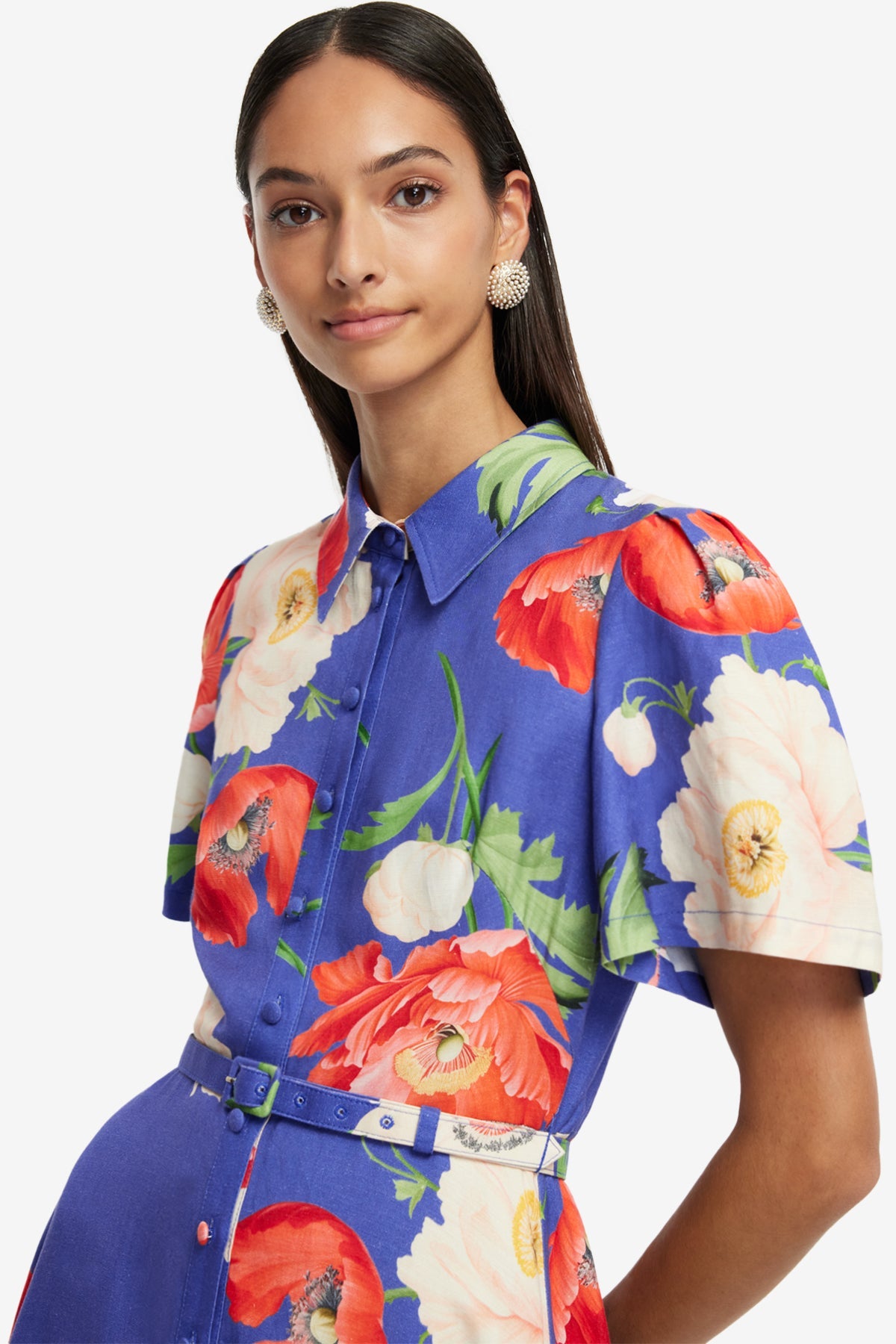 Becca Short Sleeve Midi Dress - Poppy Print