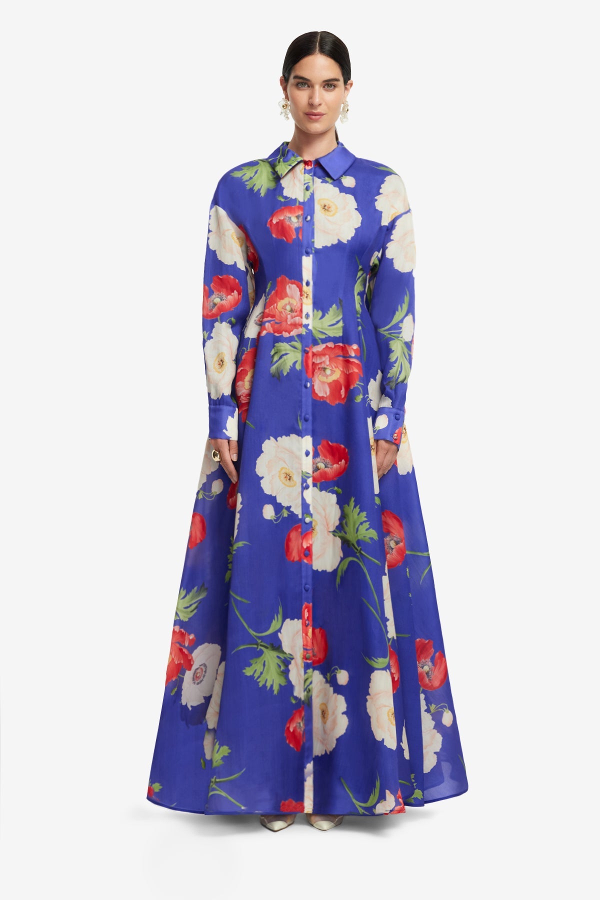 Josephine Silk Gown - Poppy Print