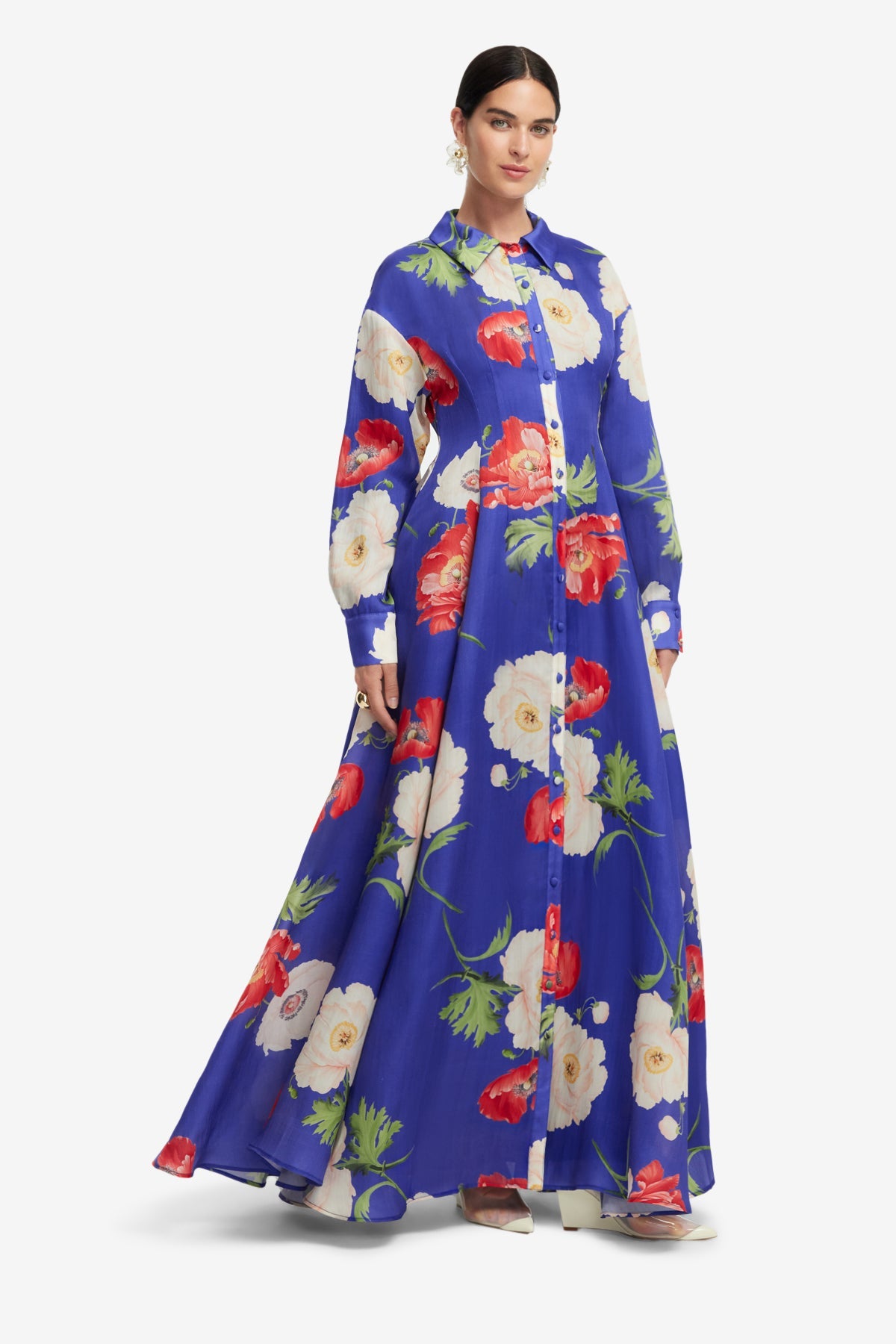 Josephine Silk Gown - Poppy Print