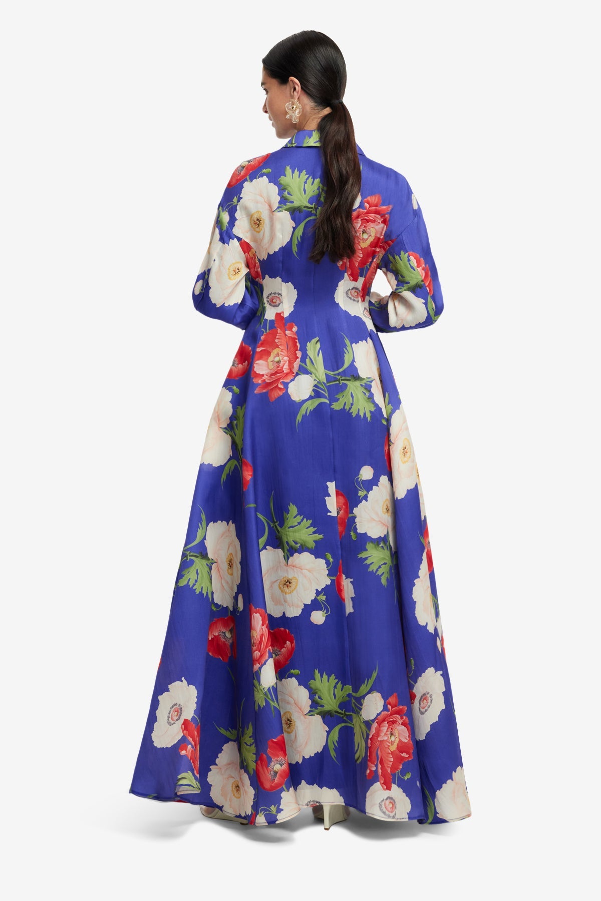 Josephine Silk Gown - Poppy Print