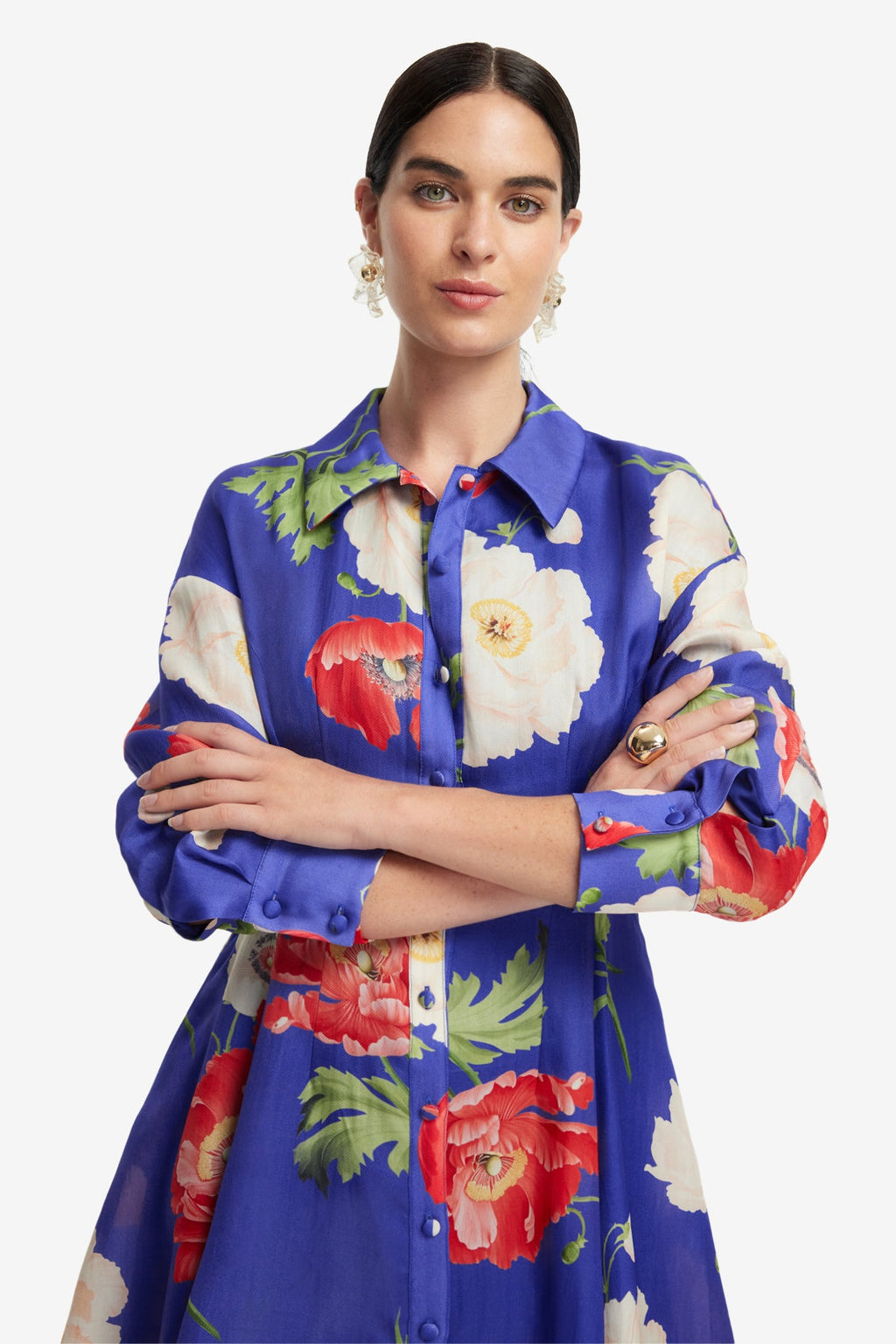 Josephine Silk Gown - Poppy Print