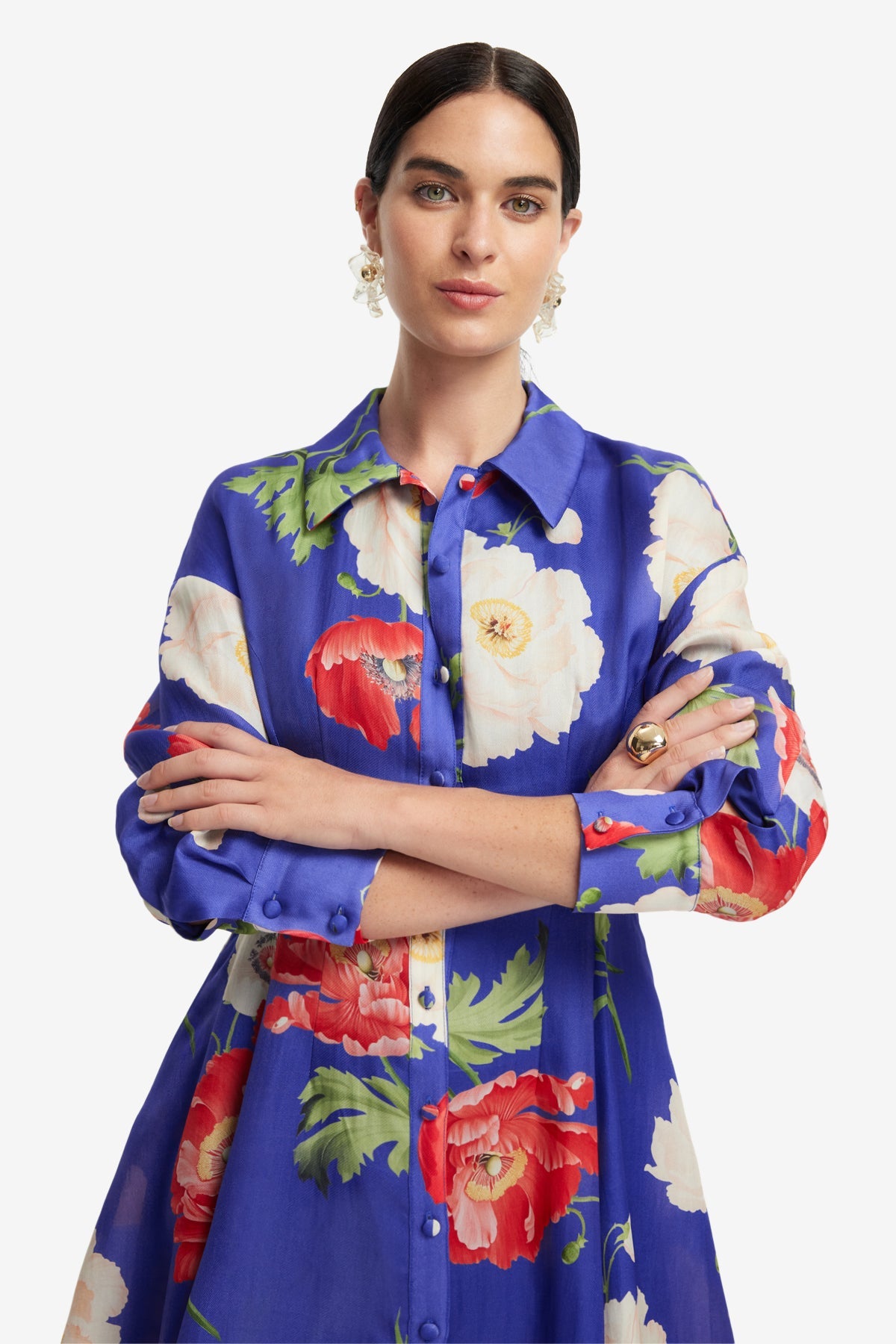 Josephine Silk Gown - Poppy Print