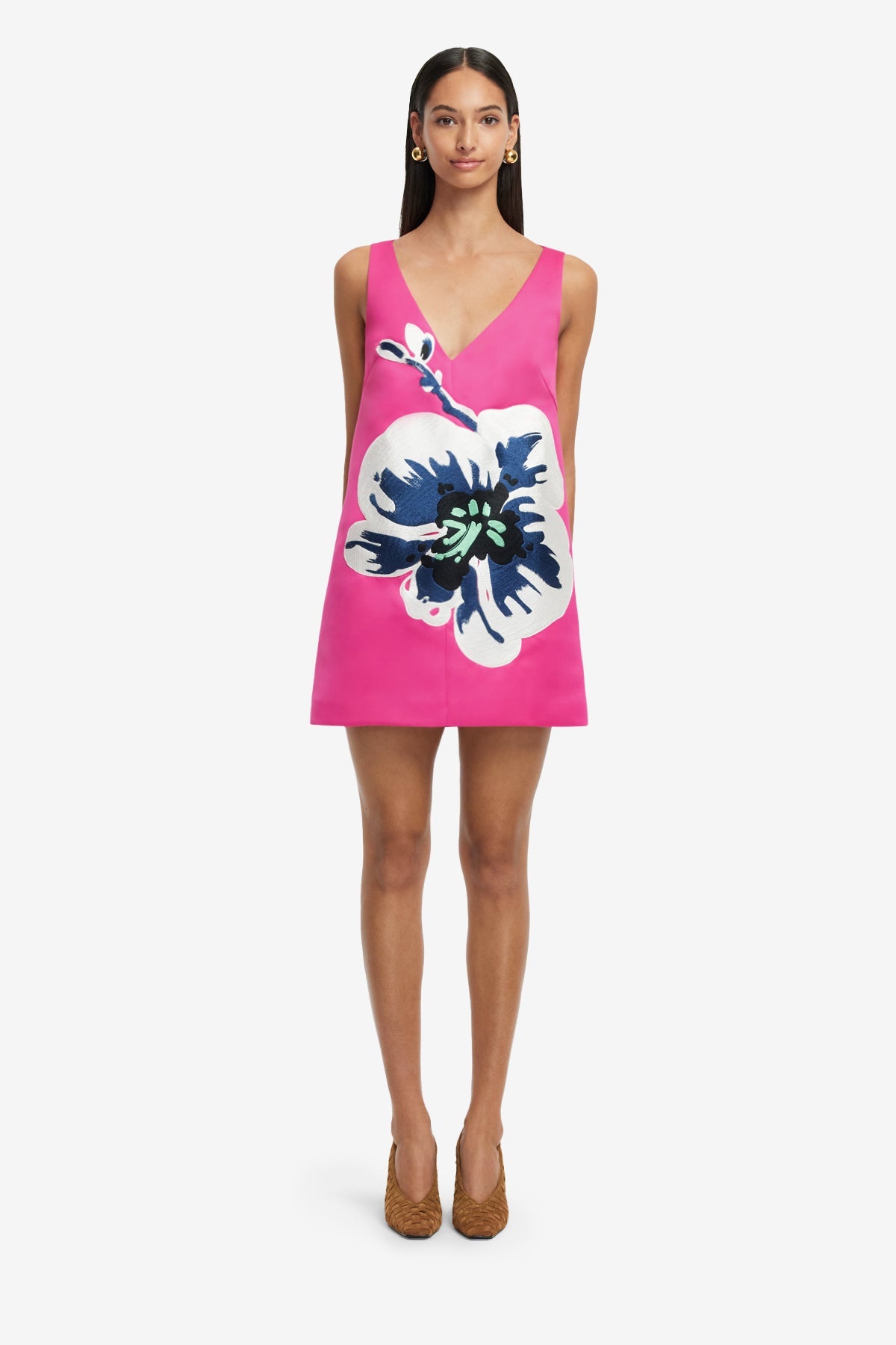 Kaelyn V Neck Mini Dress - Orchid Print