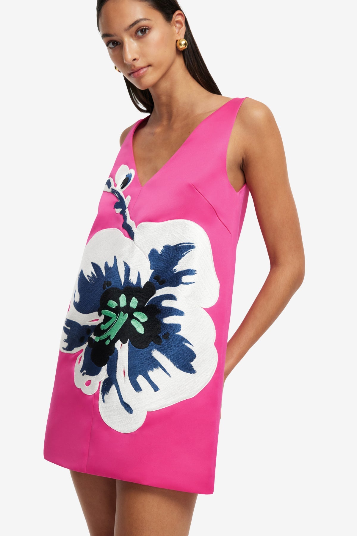 Kaelyn V Neck Mini Dress - Orchid Print