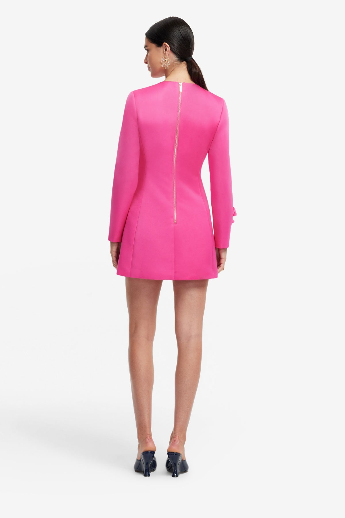 Aliza Long Sleeve Petal Mini Dress - Hot Pink