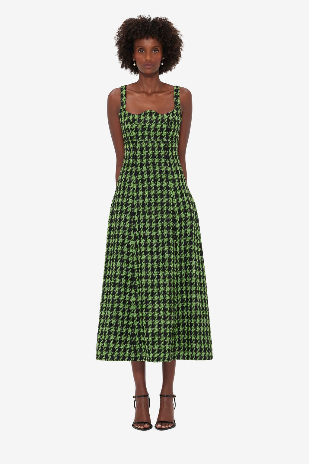 Odette Tweed Midi Dress - Houndstooth