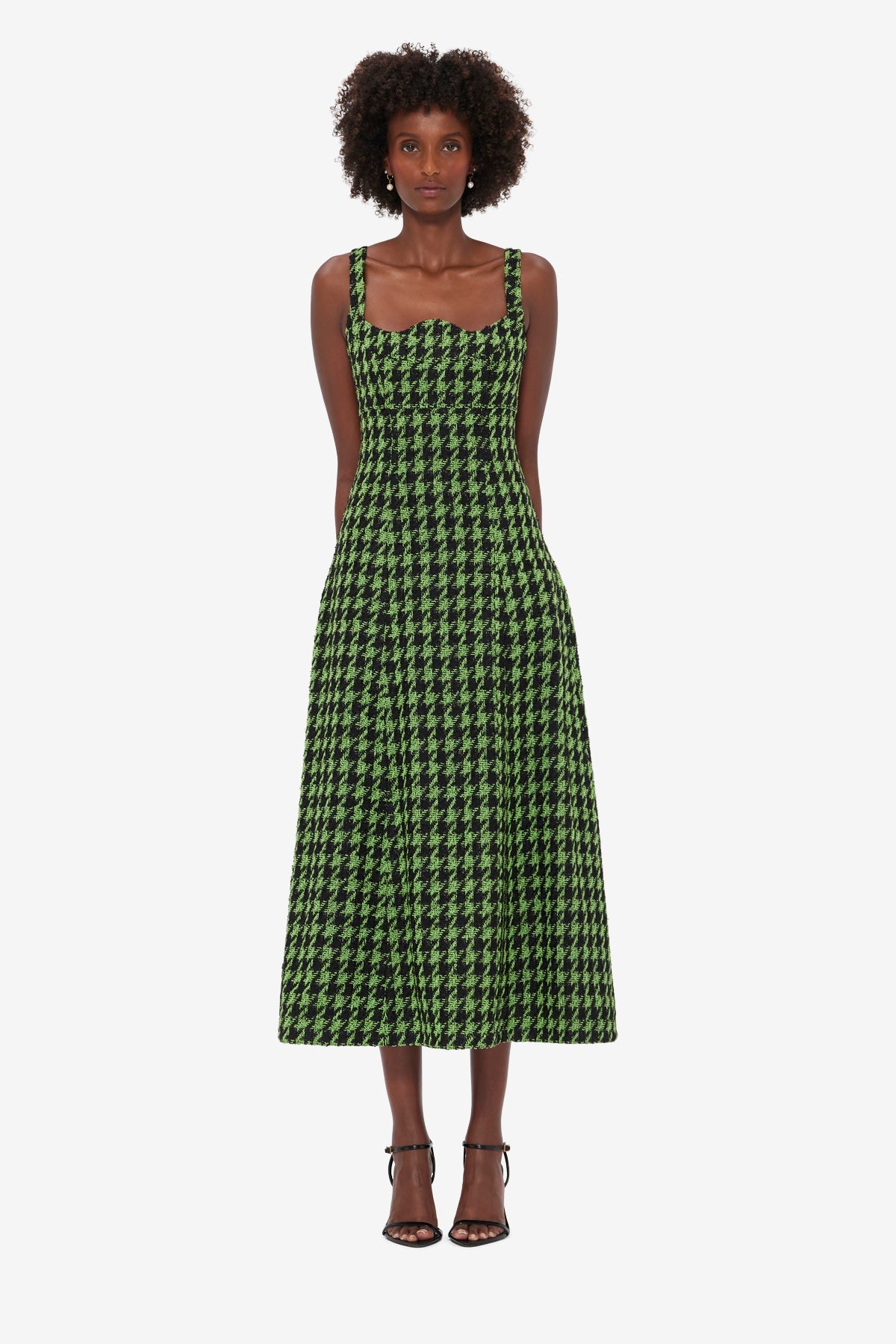 Odette Tweed Midi Dress - Houndstooth