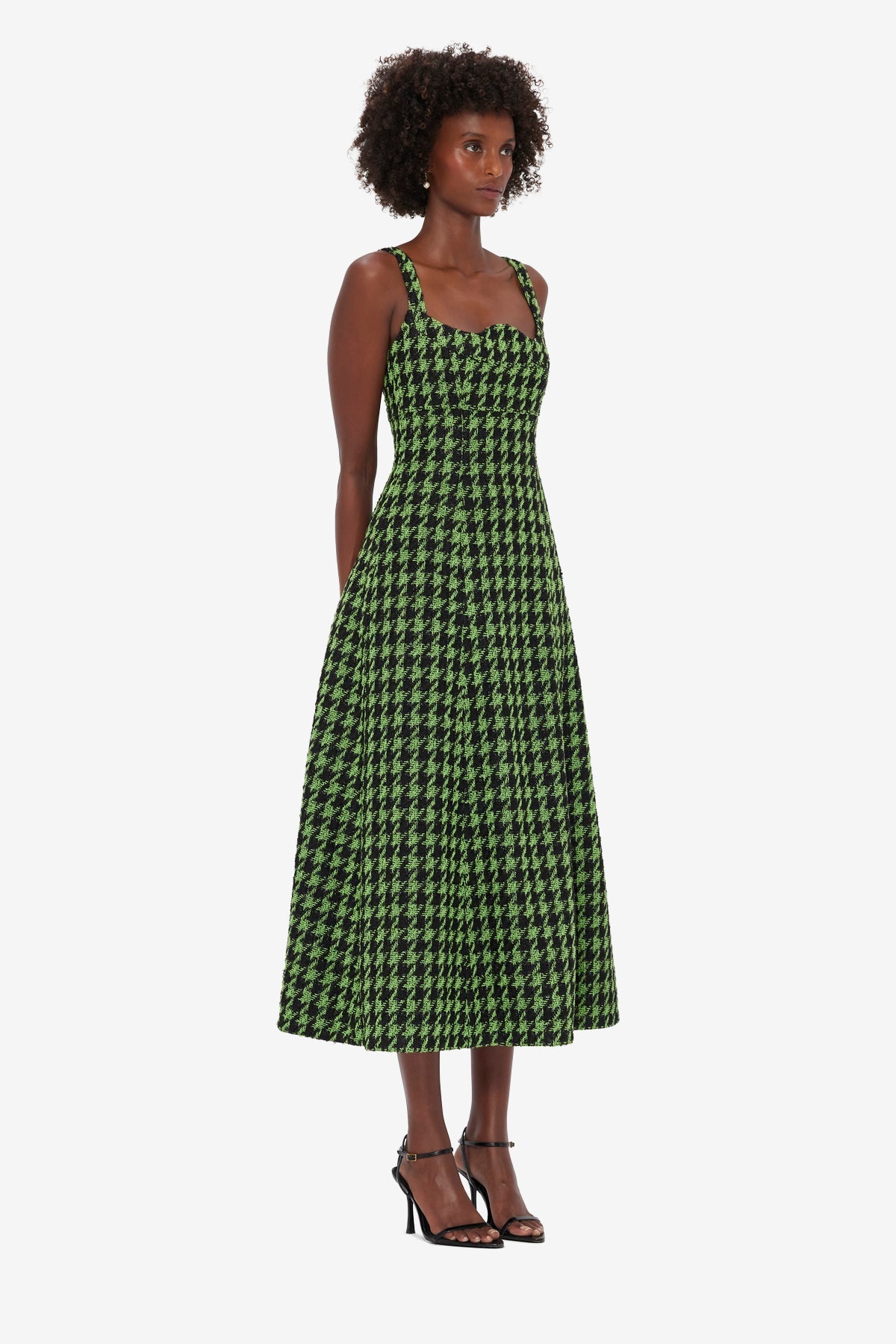 Odette Tweed Midi Dress - Houndstooth