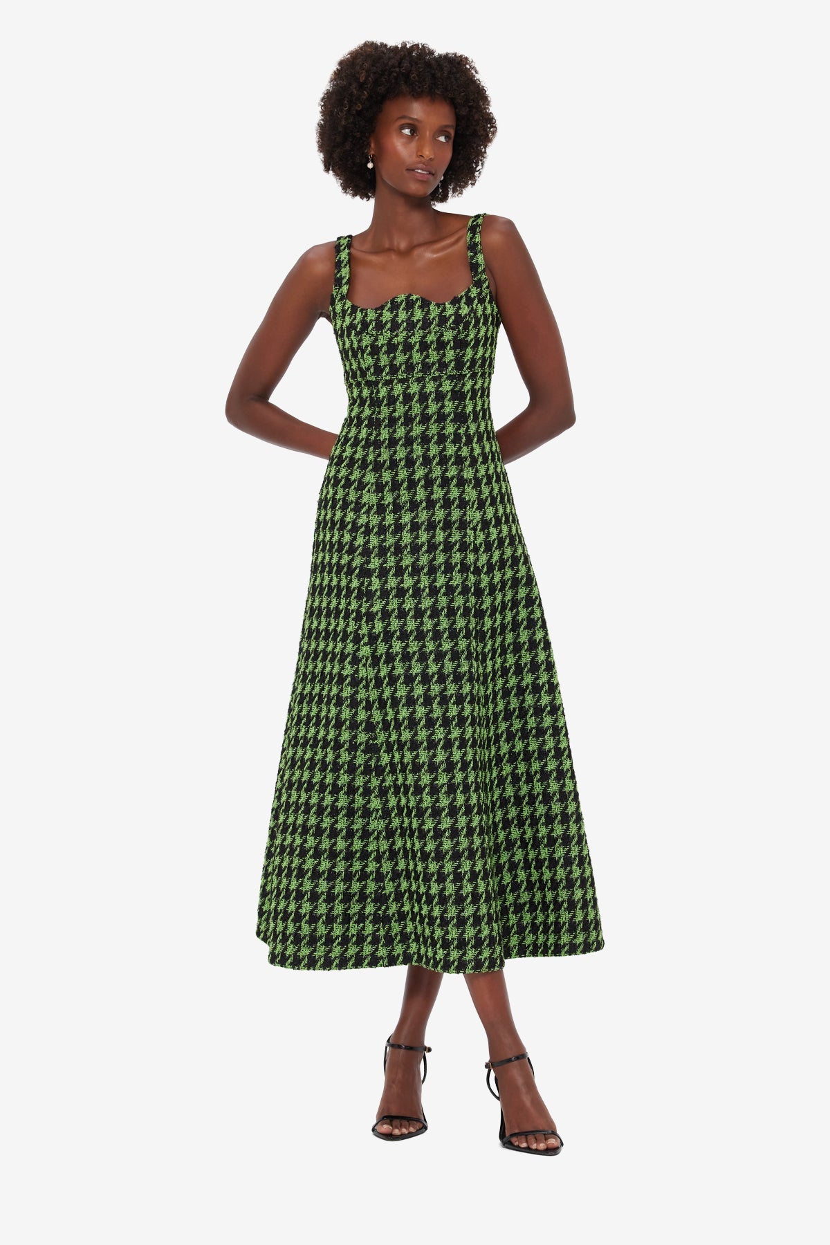 Odette Tweed Midi Dress - Houndstooth