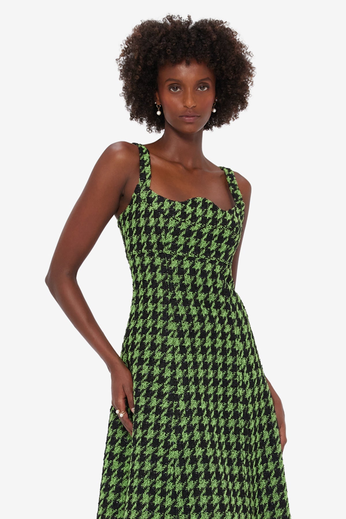 Odette Tweed Midi Dress - Houndstooth