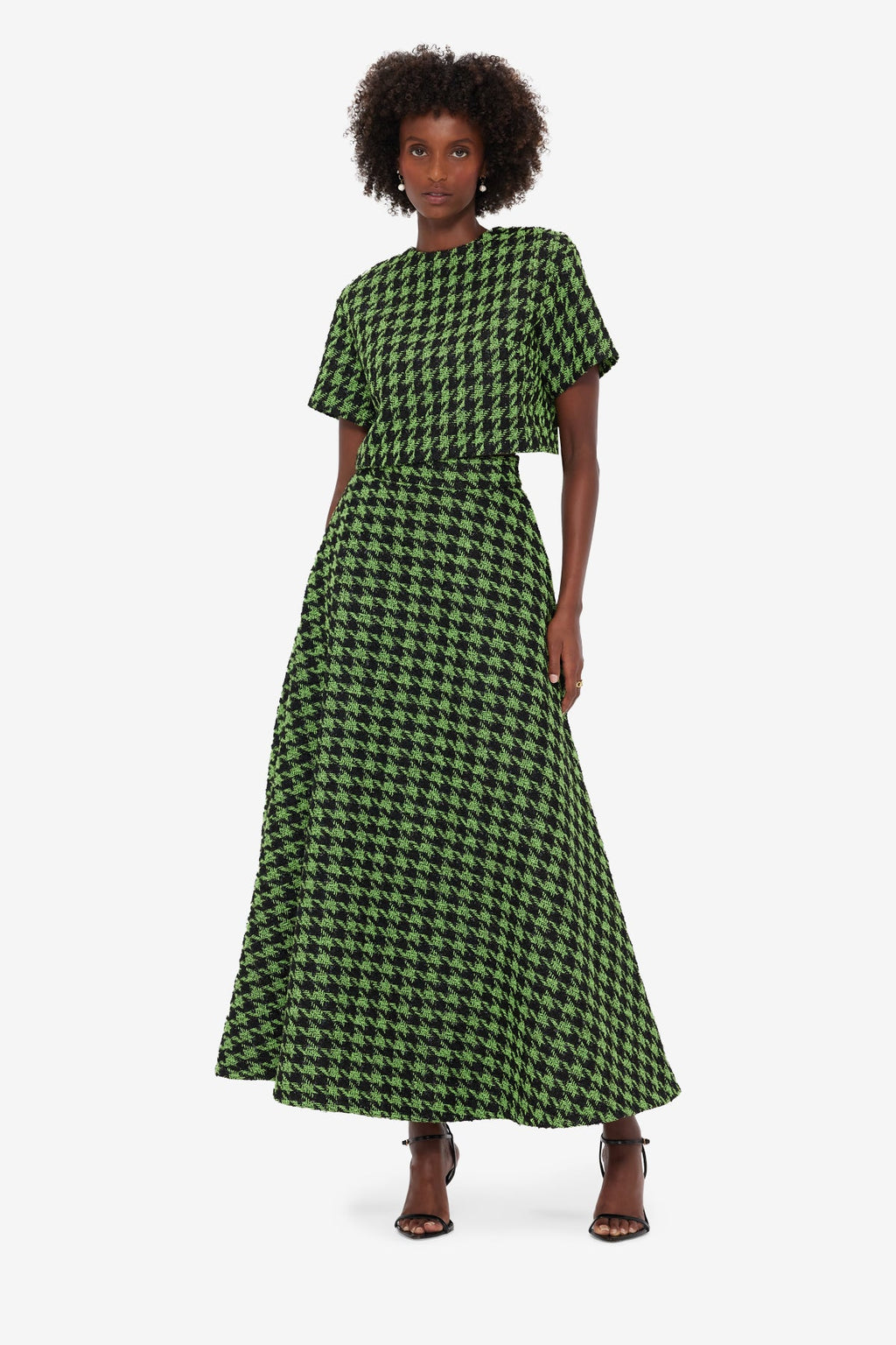 Rosalyn Tweed Maxi Skirt - Houndstooth