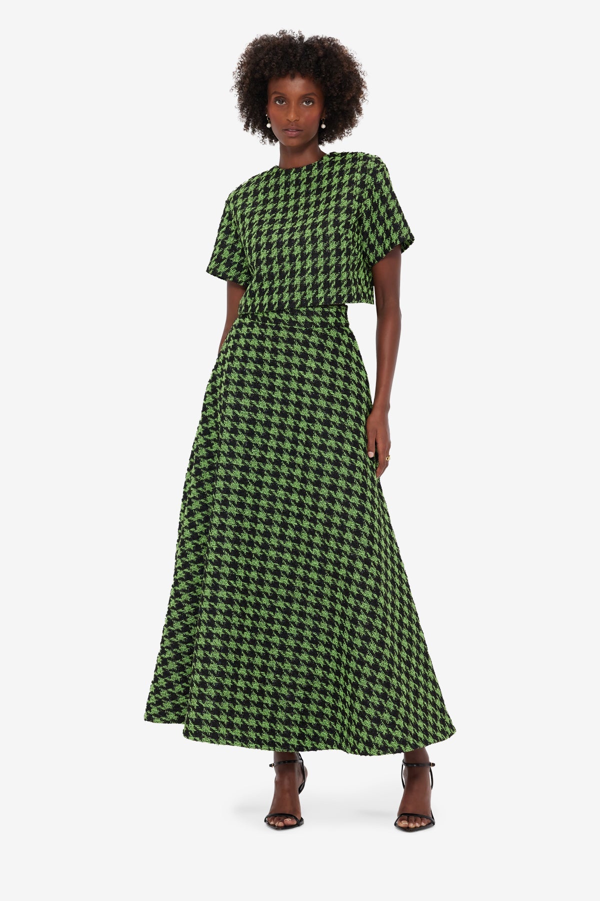 Rosalyn Tweed Maxi Skirt - Houndstooth