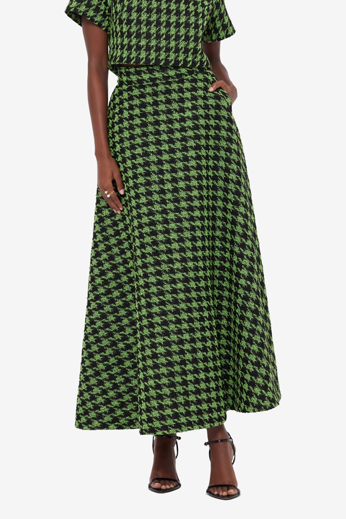 Rosalyn Tweed Maxi Skirt - Houndstooth