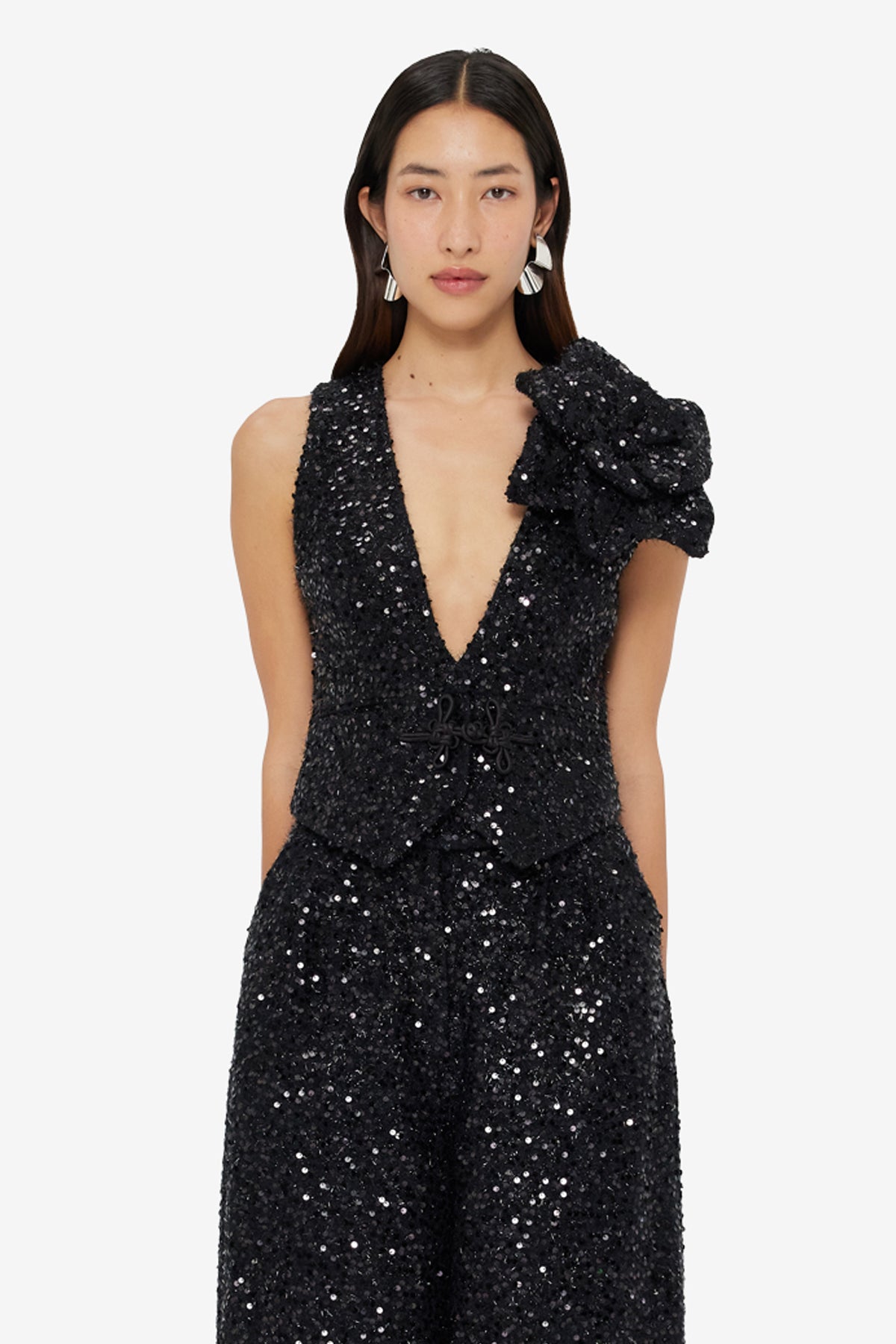 Anna-May Sequin Vest - Onyx