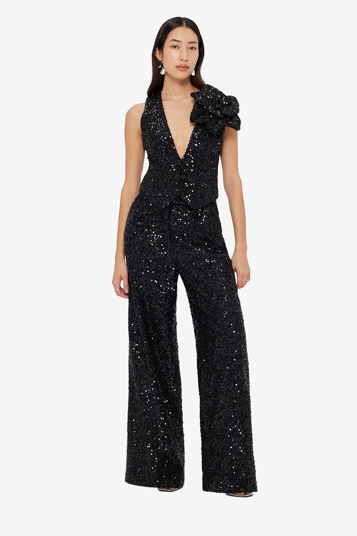 Anna-May Sequin Vest - Onyx