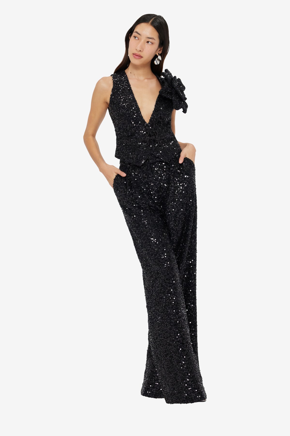 Greta Sequin Pants - Onyx