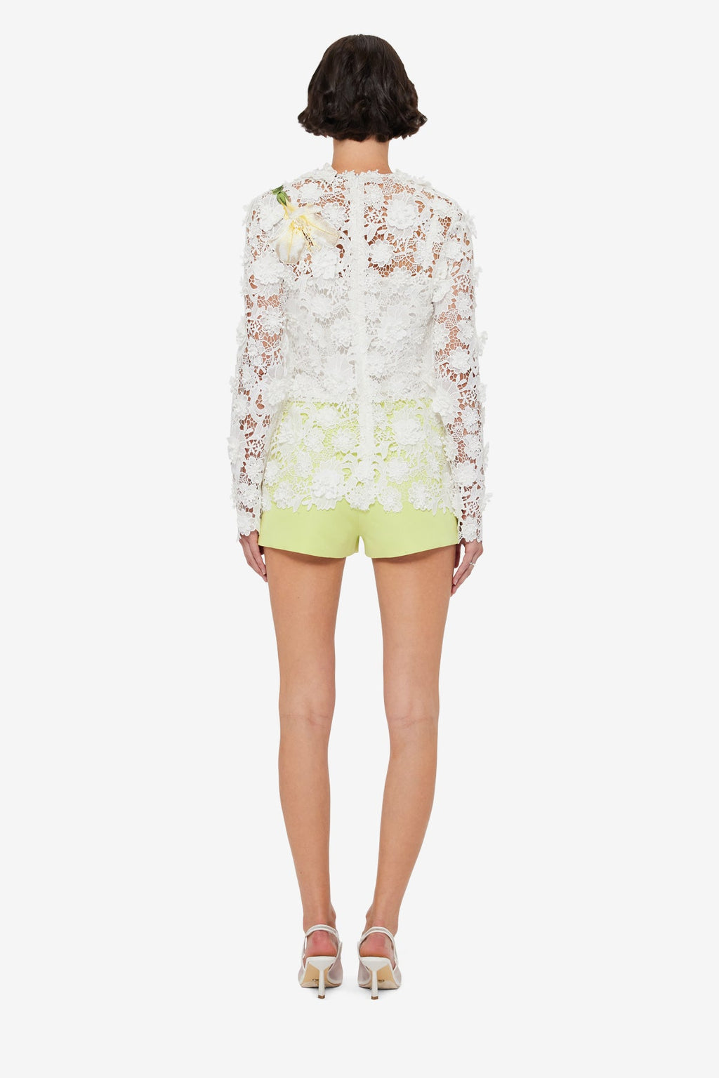 Luna Embroidered Lace Top - Snow