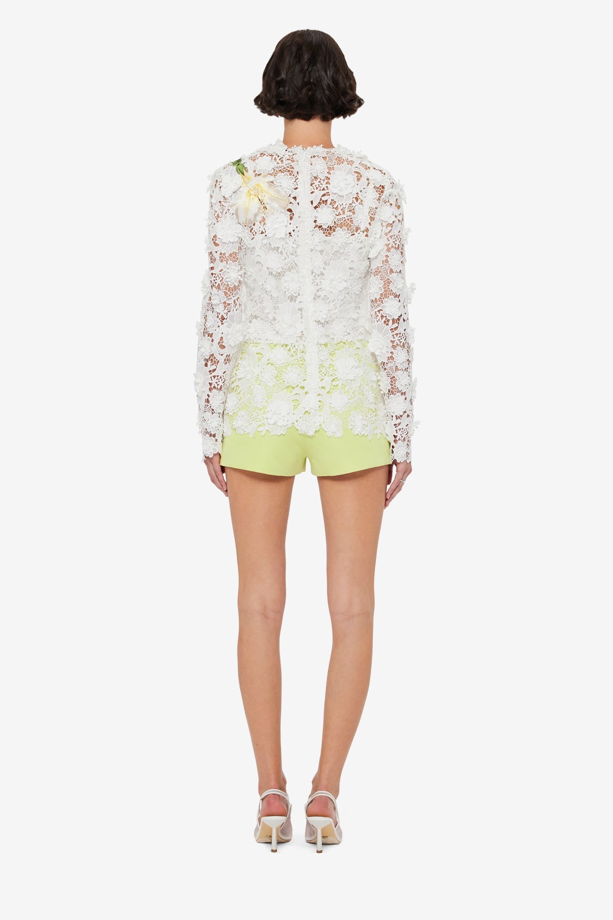 Luna Embroidered Lace Top - Snow