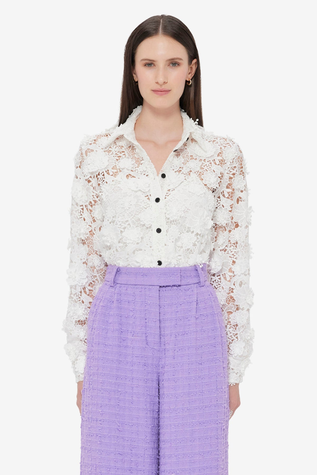 Sabrina Lace Shirt - Snow