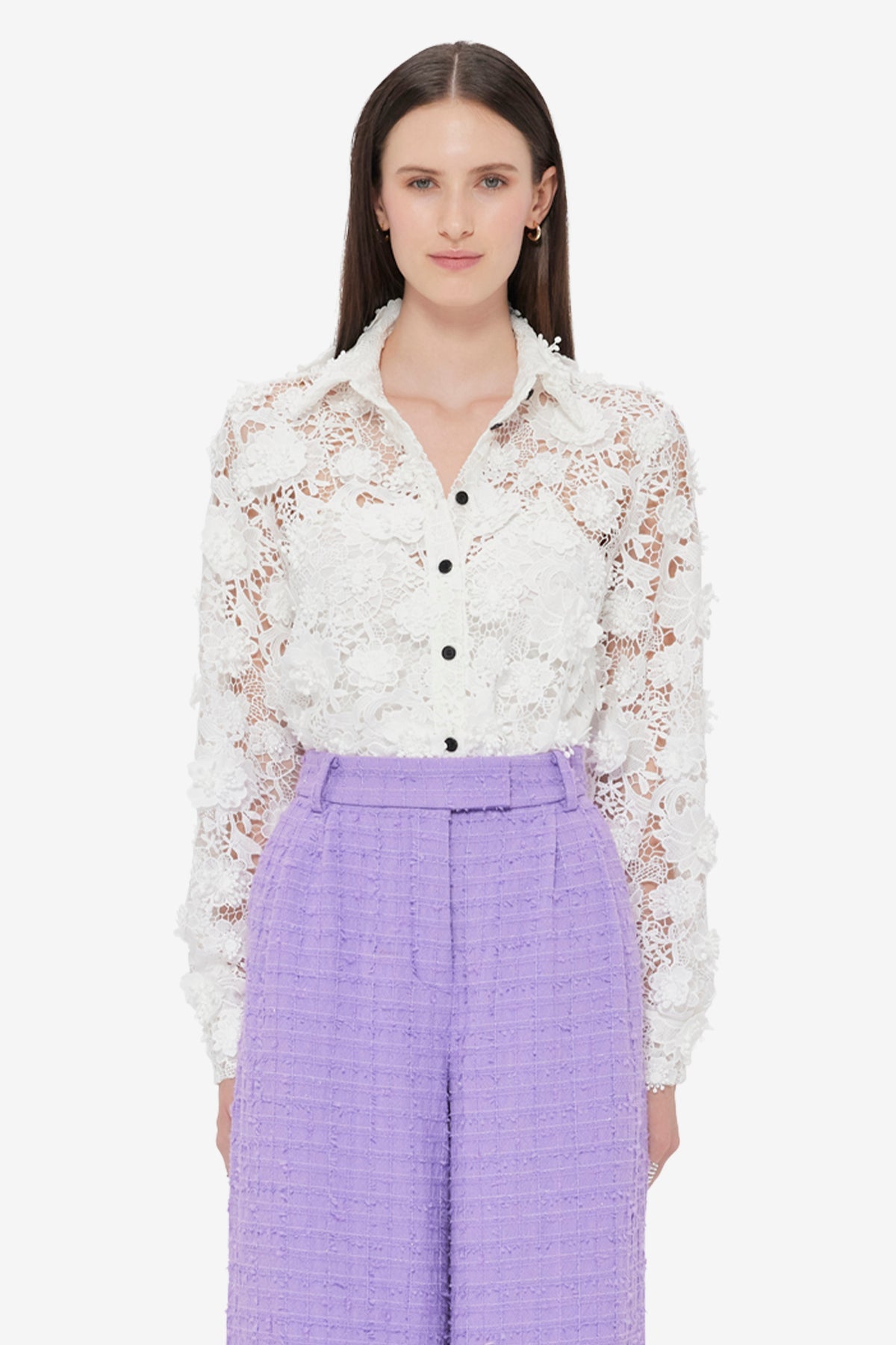 Sabrina Lace Shirt - Snow
